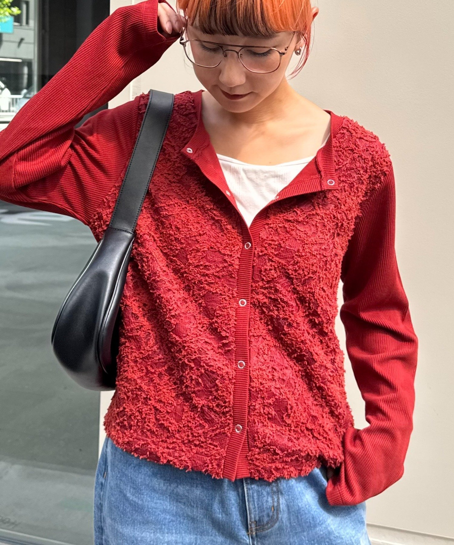【チャオパニックティピー/CIAOPANIC TYPY】のレースドッキングリブスナップカーデ インテリア・キッズ・メンズ・レディースファッション・服の通販 founy(ファニー) 　ファッション　Fashion　レディースファッション　Fashion for Women　インナー　Innerwear　ガーリー　Girly, Feminine Style　キャミ　Camisole, Cami Top　タンク　Tank Top, Sleeveless Top　デニム　Denim, Jeans Material　トレンド　Trend, Trending Now　定番　Standard, Basic Item　バランス　Balance, Style Balance　フロント　Front, Front Design　レース　Lace, Lace Fabric　ワイド　Wide, Wide Fit　おすすめ　Recommended / Our Picks　バーガンディー|ID: prp329100004647306 ipo3291000000033546935