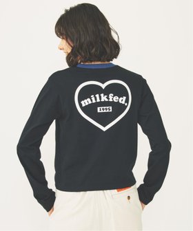 【ミルクフェド/MILKFED.】のROUNDED HEART LOGO L/S TOP MILKFED. 人気、トレンドファッション・服の通販 founy(ファニー) ファッション Fashion レディースファッション Fashion for Women カットソー Cut and Sewn Top ガーリー Girly, Feminine Style コンパクト Compact, Small Size バランス Balance, Style Balance フロント Front, Front Design プリント Print, Printed Pattern ワンポイント One Point, Statement Accent 長袖 Long Sleeve, Full Sleeve |ID:prp329100004647318