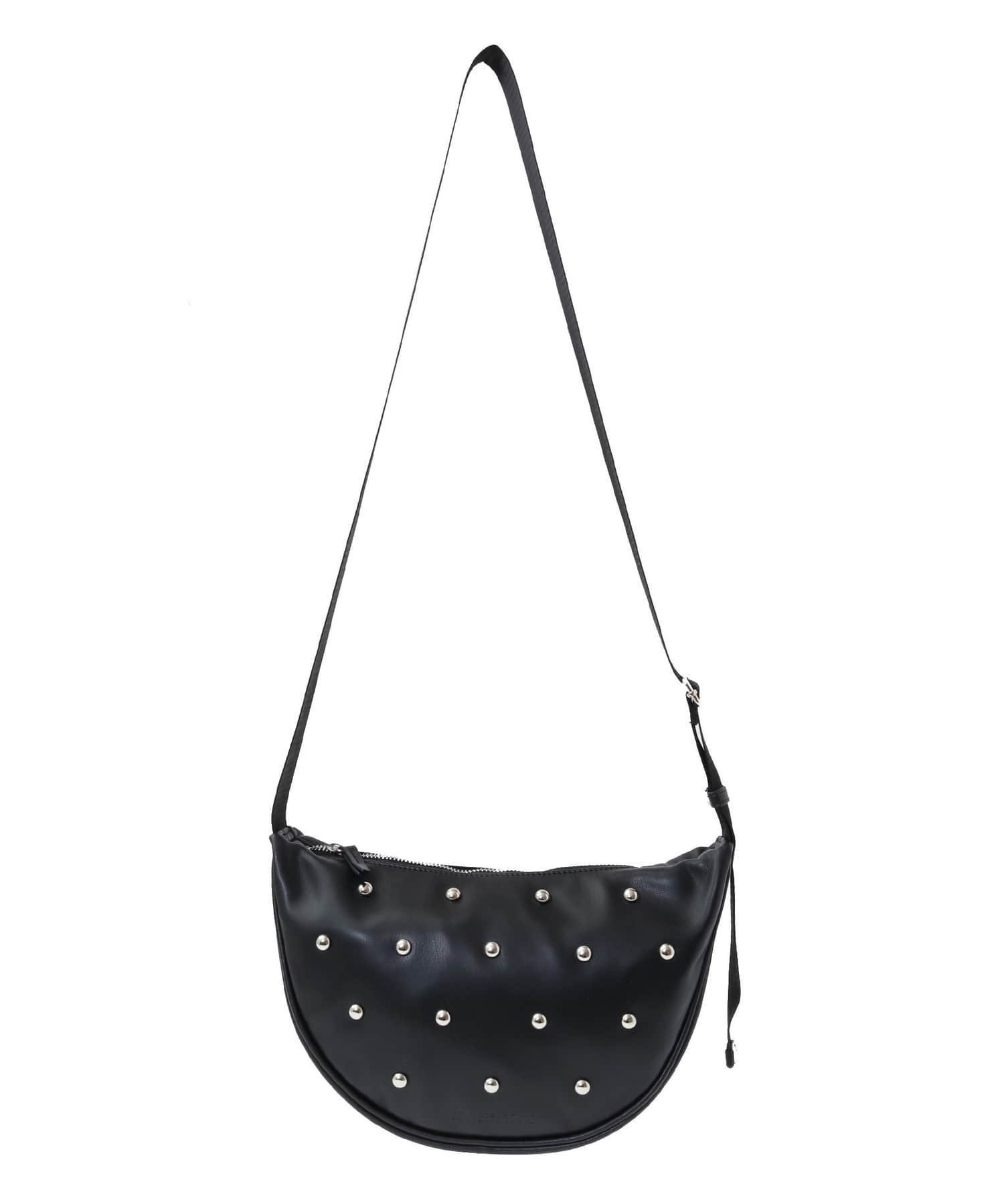 【コンバーストウキョウ/CONVERSE TOKYO】のSTUDS MOON SHOULDER BAG インテリア・キッズ・メンズ・レディースファッション・服の通販 founy(ファニー) 　ファッション　Fashion　レディースファッション　Fashion for Women　バッグ　Bags　おすすめ　Recommended / Our Picks　ギフト プレゼント　Gift / Present　サークル　Circle, Round Design　ショルダー　Shoulder, Shoulder Strap　スタッズ　Studs, Metal Accents　ハーフ　Half, Half-Length　ポケット　Pocket, Pocket Detail　エレガント 上品　Elegant　財布　Wallet, Purse　ブラック|ID: prp329100004647341 ipo3291000000033547417