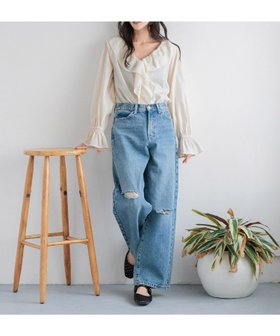【ローリーズファーム/LOWRYS FARM】 2WAYフリルクロスブラウス人気、トレンドファッション・服の通販 founy(ファニー) ファッション Fashion レディースファッション Fashion for Women トップス・カットソー Cut & Sew Tops シャツ・ブラウス・オフィスカジュアル Elegant Blouses & Button-Ups おすすめ Recommended / Our Picks デニム Denim, Jeans Material フリル Frill, Ruffle ボトム Bottoms, Lower Wear リネン Linen, Linen Fabric |ID:prp329100004647363