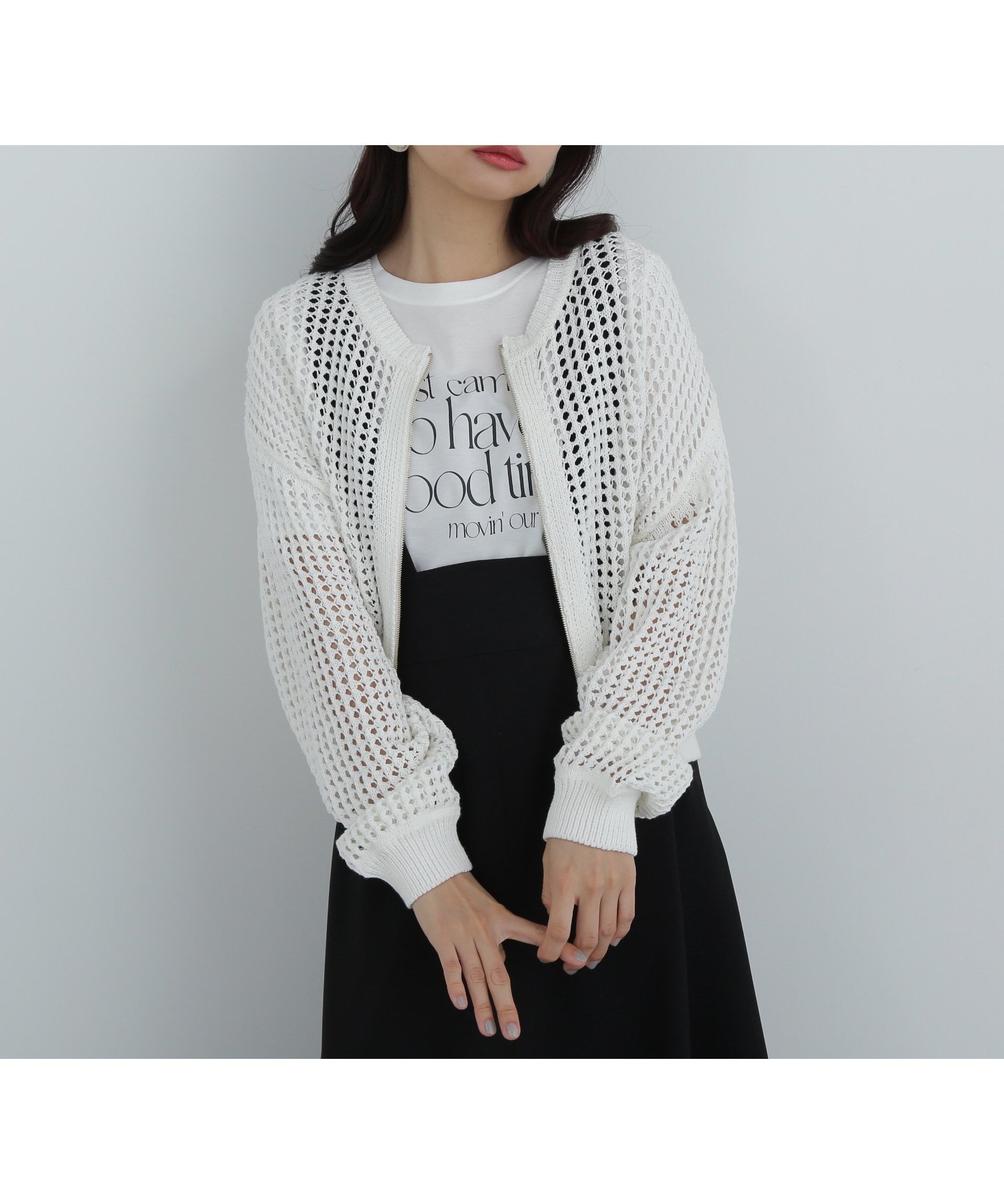 【エヌ ナチュラルビューティーベーシック/N.Natural Beauty basic】のメッシュZIPニットカーディガン インテリア・キッズ・メンズ・レディースファッション・服の通販 founy(ファニー) 　ファッション　Fashion　レディースファッション　Fashion for Women　トップス・カットソー　Cut & Sew Tops　ニット　Knit Tops & Sweaters　カーディガン・羽織り　Layered Style Cardigans　カーディガン　Cardigan, Knitwear　ショルダー　Shoulder, Shoulder Strap　ジップ　Zip, Zipper　ドロップ　Drop Shoulder, Dropped Style　ブラウジング　Blouson Silhouette, Cinched Waist　メッシュ　Mesh, Net Fabric　オフ1|ID: prp329100004647374 ipo3291000000033547870