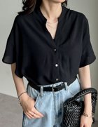 【リエディ/Re:EDIT】のポーラフレアスリーブ切り替え半袖ブラウス 人気、トレンドファッション・服の通販 founy(ファニー) ファッション Fashion レディースファッション Fashion for Women トップス・カットソー Cut & Sew Tops シャツ・ブラウス・オフィスカジュアル Elegant Blouses & Button-Ups シンプル Simple, Minimal スラックス Slacks, Dress Pants バランス Balance, Style Balance フレア Flare, Flared リラックス Relax, Relaxed Fit エレガント 上品 Elegant ビジネス 仕事 通勤 Business / Work / Commuting 半袖 Short Sleeve, Half Sleeve 夏 Summer thumbnail ブラック|ID: prp329100004647403 ipo3291000000033548171