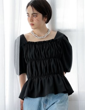 【リエディ/Re:EDIT】のクレープシャーリングパフ六分袖ブラウス 人気、トレンドファッション・服の通販 founy(ファニー) ファッション Fashion レディースファッション Fashion for Women トップス・カットソー Cut & Sew Tops シャツ・ブラウス・オフィスカジュアル Elegant Blouses & Button-Ups シャーリング Shirring, Ruched ショルダー Shoulder, Shoulder Strap スクエア Square, Square Shape スラックス Slacks, Dress Pants デニム Denim, Jeans Material フェイス Face, Facial Design フレア Flare, Flared ペンシル Pencil, Pencil Skirt ボトム Bottoms, Lower Wear ワイド Wide, Wide Fit エレガント 上品 Elegant ビジネス 仕事 通勤 Business / Work / Commuting |ID:prp329100004647404