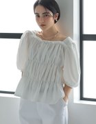 【リエディ/Re:EDIT】のクレープシャーリングパフ六分袖ブラウス 人気、トレンドファッション・服の通販 founy(ファニー) ファッション Fashion レディースファッション Fashion for Women トップス・カットソー Cut & Sew Tops シャツ・ブラウス・オフィスカジュアル Elegant Blouses & Button-Ups シャーリング Shirring, Ruched ショルダー Shoulder, Shoulder Strap スクエア Square, Square Shape スラックス Slacks, Dress Pants デニム Denim, Jeans Material フェイス Face, Facial Design フレア Flare, Flared ペンシル Pencil, Pencil Skirt ボトム Bottoms, Lower Wear ワイド Wide, Wide Fit エレガント 上品 Elegant ビジネス 仕事 通勤 Business / Work / Commuting thumbnail ホワイト|ID: prp329100004647404 ipo3291000000033548176