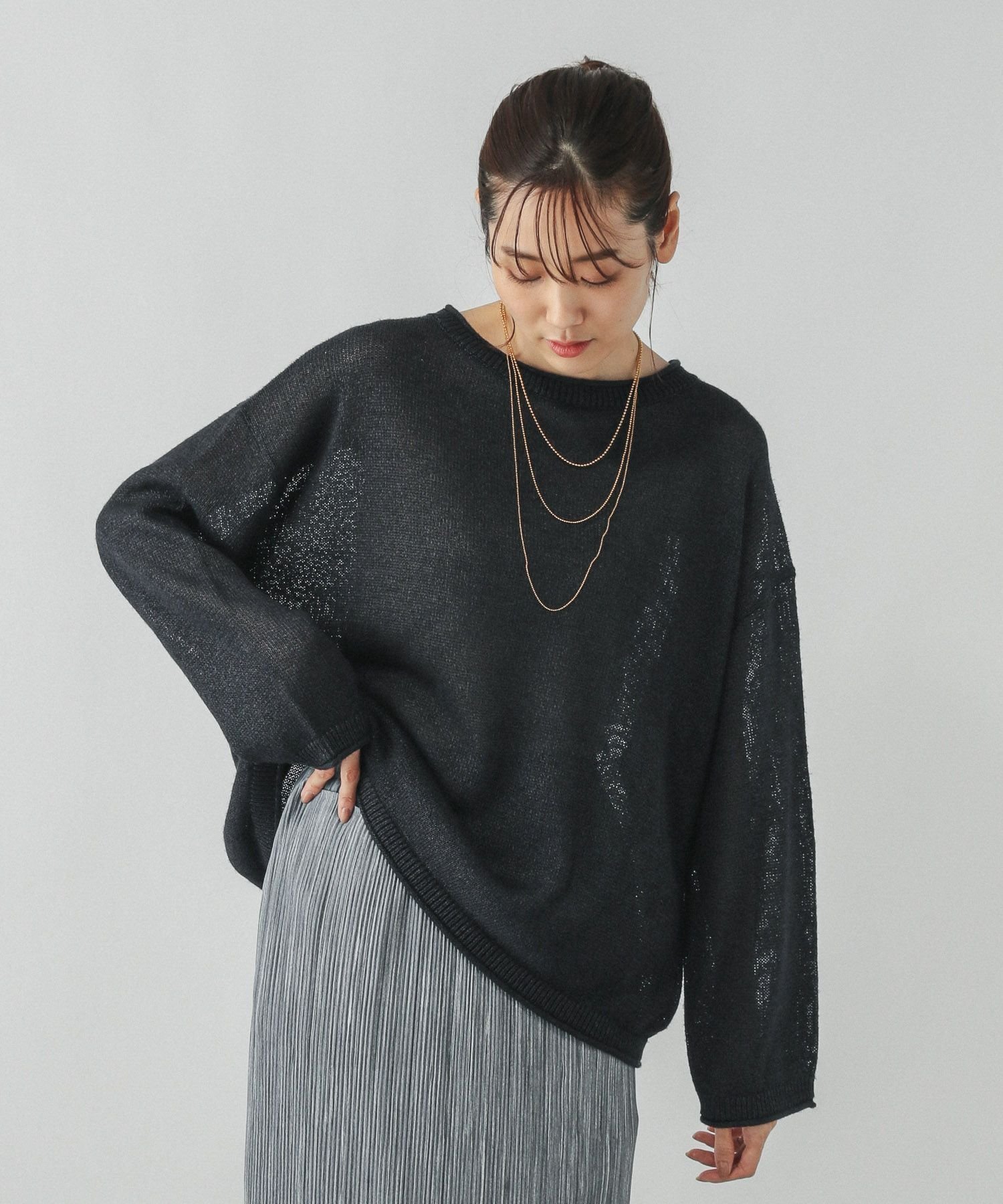 【グローバルワーク/GLOBAL WORK】のペーパーヤーンドルマンプルオーバー/577961 人気、トレンドファッション・服の通販 founy(ファニー) 　ファッション　Fashion　レディースファッション　Fashion for Women　トップス・カットソー　Cut & Sew Tops　カジュアルプルオーバー・ニットトップス　Pullovers & Knit Tops / Casual Pullovers　カットオフ　Cut-Off Design　キャミソール　Camisole, Spaghetti Strap Top　シアー　Sheer, See-Through　プレート　Plate, Dish　メタル　Metal, Metal Parts　エレガント 上品　Elegant　 other-1|ID: prp329100004647406 ipo3291000000033642686