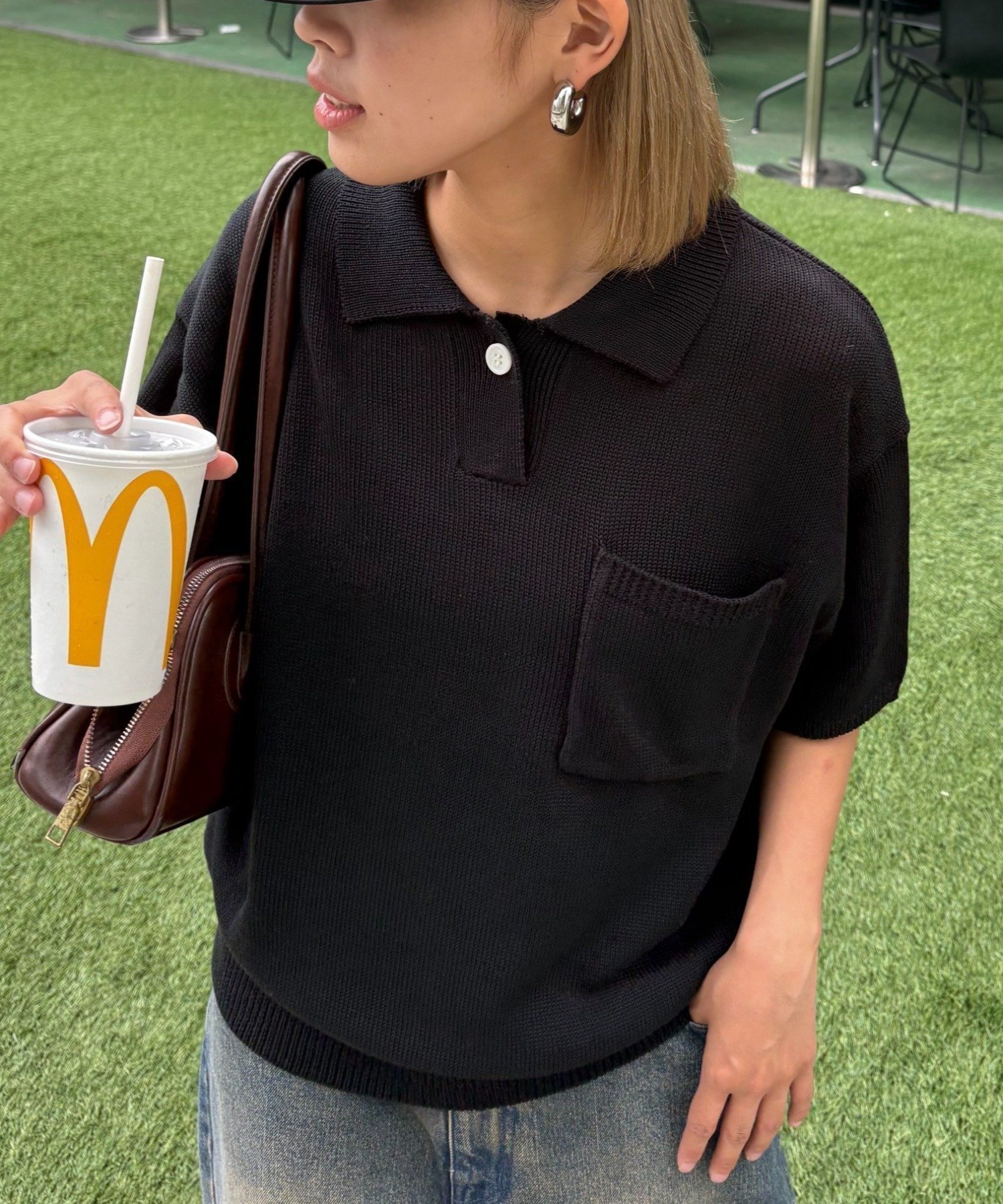 【チャオパニックティピー/CIAOPANIC TYPY】の【UNISEX】サマーニットポロシャツ 人気、トレンドファッション・服の通販 founy(ファニー) 　ファッション　Fashion　レディースファッション　Fashion for Women　トップス・カットソー　Cut & Sew Tops　ニット　Knit Tops & Sweaters　シャツ・ブラウス・オフィスカジュアル　Elegant Blouses & Button-Ups　ポロシャツ・きれいめカジュアル　Smart-Casual Polo Tops　ユニセックス　Unisex, Genderless　おすすめ　Recommended / Our Picks　コンパクト　Compact, Small Size　サマー　Summer, Summer Style　シンプル　Simple, Minimal　デニム　Denim, Jeans Material　ポケット　Pocket, Pocket Detail　ポロシャツ　Polo Shirt, Collared Tee　 other-1|ID: prp329100004647449 ipo3291000000033548571