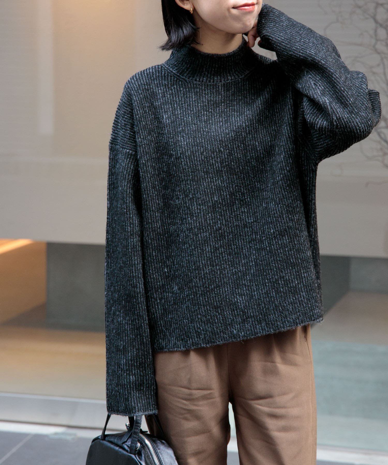 【アーバンリサーチ ドアーズ/URBAN RESEARCH DOORS】のFORK SPOON 両畦ストライプニット インテリア・キッズ・メンズ・レディースファッション・服の通販 founy(ファニー) 　ファッション　Fashion　レディースファッション　Fashion for Women　トップス・カットソー　Cut & Sew Tops　ニット　Knit Tops & Sweaters　2024年　2024　2024-2025秋冬・A/W　Autumn/Winter 2024–25 AW24–25　冬　Winter / This Winter　ストライプ　Stripe, Striped Pattern　ハイネック　High Neck, Mock Neck　ベーシック　Basic, Essential　ロング　Long, Long-Length　ワイド　Wide, Wide Fit　畦　Ribbed Knit　A/W・秋冬　Autumn/Winter　BLKxGRY|ID: prp329100004647476 ipo3291000000033548907