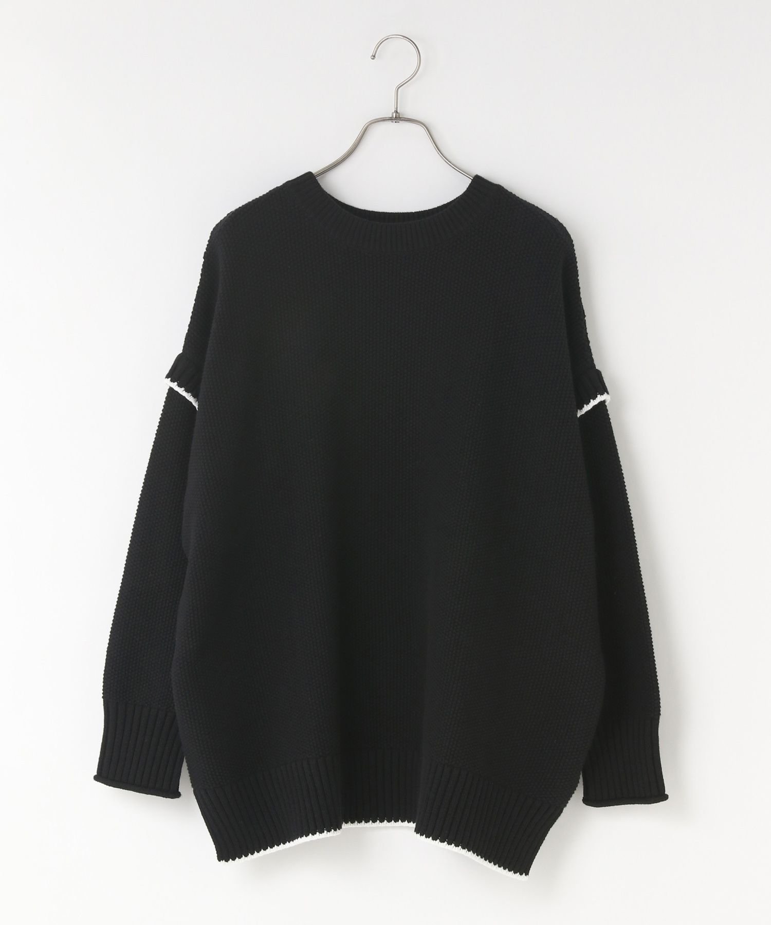 【ローリーズファーム/LOWRYS FARM】の2WAYハイショクステッチプルオーバー インテリア・キッズ・メンズ・レディースファッション・服の通販 founy(ファニー) 　ファッション　Fashion　レディースファッション　Fashion for Women　トップス・カットソー　Cut & Sew Tops　カジュアルプルオーバー・ニットトップス　Pullovers & Knit Tops / Casual Pullovers　アクリル　Acrylic Material　シンプル　Simple, Minimal　定番　Standard, Basic Item　楽ちん　Easy Fit, Comfortable　A/W・秋冬　Autumn/Winter　ブラック|ID: prp329100004647546 ipo3291000000033549482