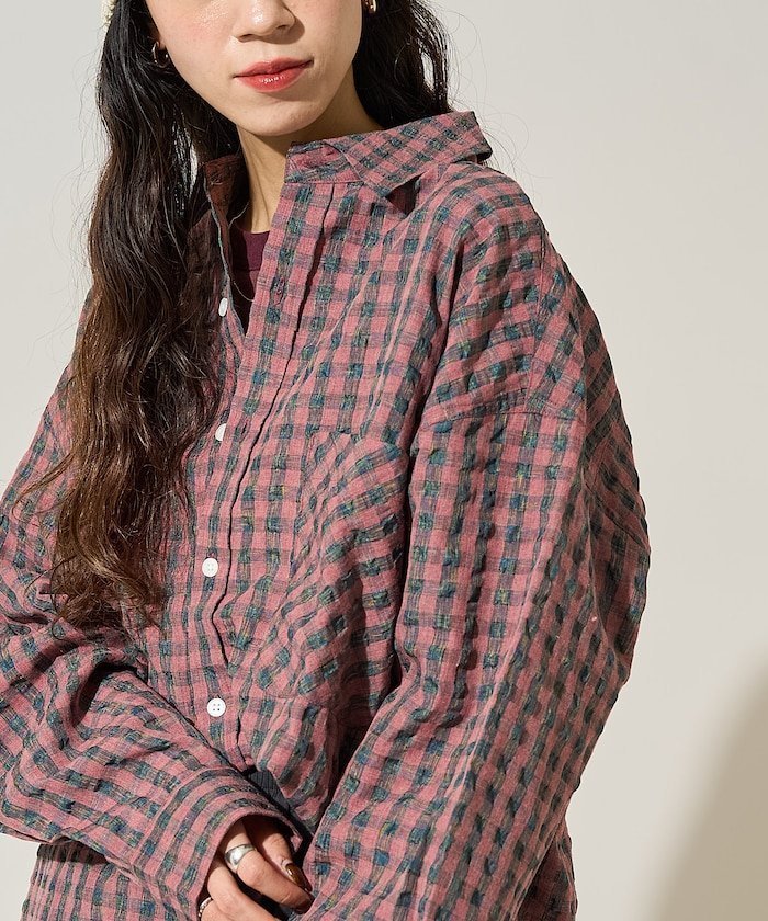 【フリークスストア/FREAK'S STORE】のポコポコ チェック ビッグシルエット シャツ【限定展開】 25AW インテリア・キッズ・メンズ・レディースファッション・服の通販 founy(ファニー) 　ファッション　Fashion　レディースファッション　Fashion for Women　トップス・カットソー　Cut & Sew Tops　シャツ・ブラウス・オフィスカジュアル　Elegant Blouses & Button-Ups　サテン　Satin, Glossy Fabric　シューズ　Shoes, Footwear　シンプル　Simple, Minimal　スラックス　Slacks, Dress Pants　チェック　Check, Plaid, Tartan　ビッグ　Big, Oversized　フェミニン　Feminine, Girly　フラット　Flat, Flat Shoes　ポインテッド　Pointed Toe, Sharp Toe　ロング　Long, Long-Length　A/W・秋冬　Autumn/Winter　冬　Winter / This Winter　おすすめ　Recommended / Our Picks　2025年　2025　2025-2026秋冬・A/W　Autumn/Winter 2025–26 AW25–26　ピンク|ID: prp329100004647547 ipo3291000000033627996