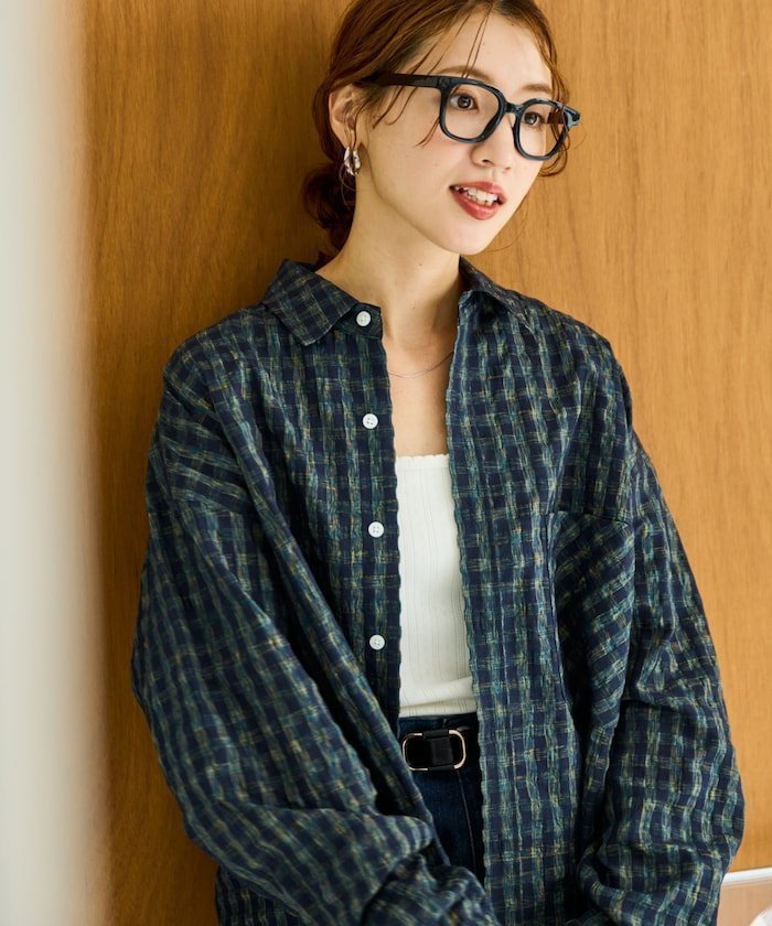 【フリークスストア/FREAK'S STORE】のポコポコ チェック ビッグシルエット シャツ【限定展開】 25AW インテリア・キッズ・メンズ・レディースファッション・服の通販 founy(ファニー) 　ファッション　Fashion　レディースファッション　Fashion for Women　トップス・カットソー　Cut & Sew Tops　シャツ・ブラウス・オフィスカジュアル　Elegant Blouses & Button-Ups　サテン　Satin, Glossy Fabric　シューズ　Shoes, Footwear　シンプル　Simple, Minimal　スラックス　Slacks, Dress Pants　チェック　Check, Plaid, Tartan　ビッグ　Big, Oversized　フェミニン　Feminine, Girly　フラット　Flat, Flat Shoes　ポインテッド　Pointed Toe, Sharp Toe　ロング　Long, Long-Length　A/W・秋冬　Autumn/Winter　冬　Winter / This Winter　おすすめ　Recommended / Our Picks　2025年　2025　2025-2026秋冬・A/W　Autumn/Winter 2025–26 AW25–26　ネイビー|ID: prp329100004647547 ipo3291000000033627998