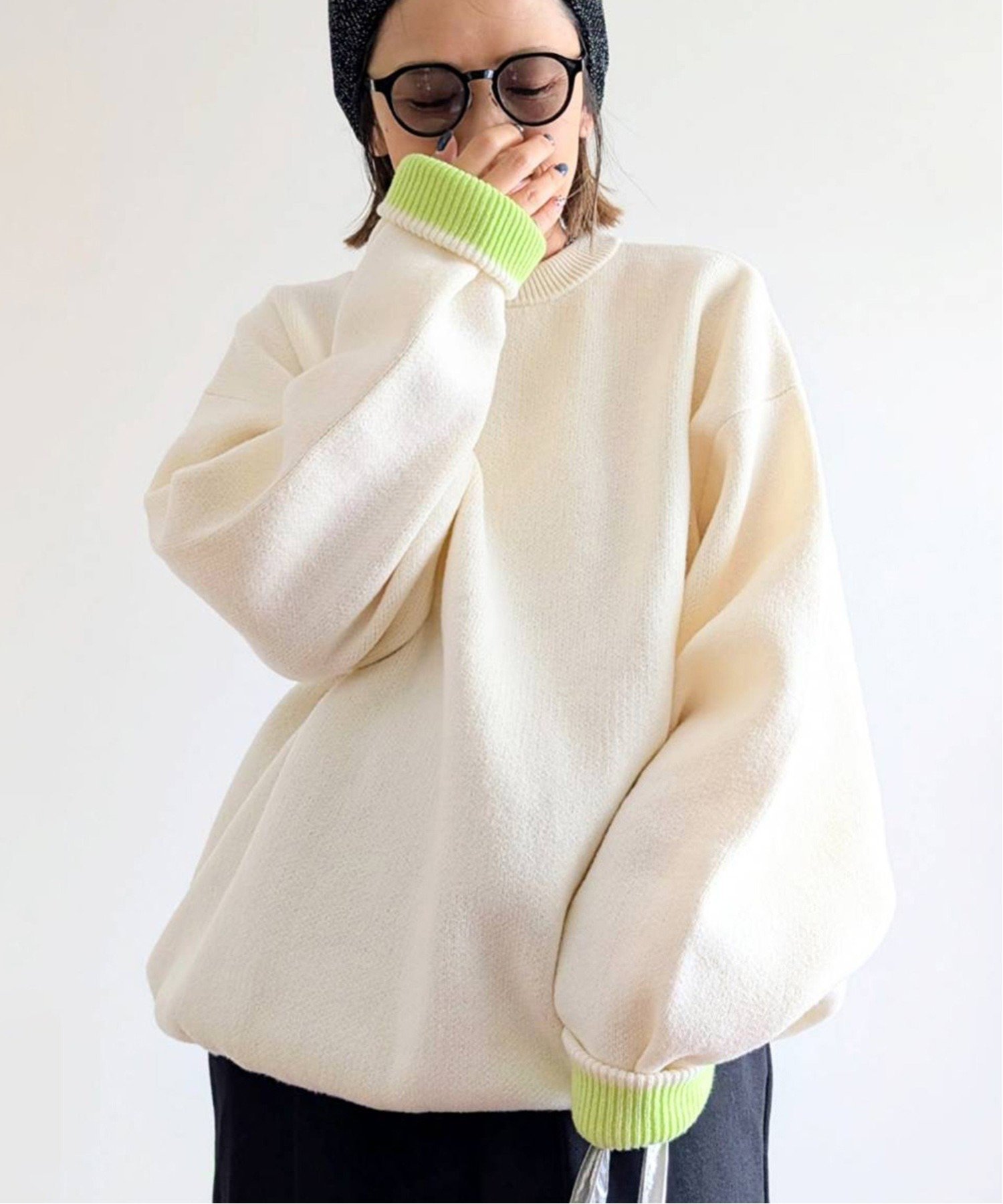 【ノッチ/notch】の【 notch. by yui 】バイカラージャガードニット インテリア・キッズ・メンズ・レディースファッション・服の通販 founy(ファニー) 　ファッション　Fashion　レディースファッション　Fashion for Women　トップス・カットソー　Cut & Sew Tops　ニット　Knit Tops & Sweaters　コラボ　Collaboration, Collab　シンプル　Simple, Minimal　デニム　Denim, Jeans Material　人気　Popular, Best Seller　ビッグ　Big, Oversized　リラックス　Relax, Relaxed Fit　ワイド　Wide, Wide Fit　2025年　2025　2025-2026秋冬・A/W　Autumn/Winter 2025–26 AW25–26　オフホワイト|ID: prp329100004647549 ipo3291000000033549513
