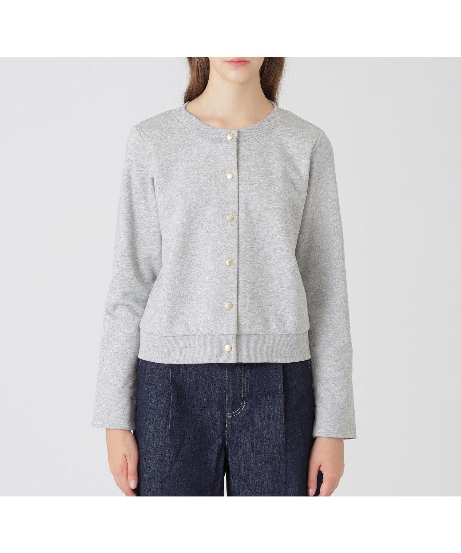 【ブルーレーベル クレストブリッジ/BLUE LABEL CRESTBRIDGE】のコンパクトソフト裏毛カーディガン インテリア・キッズ・メンズ・レディースファッション・服の通販 founy(ファニー) 　ファッション　Fashion　レディースファッション　Fashion for Women　トップス・カットソー　Cut & Sew Tops　カーディガン・羽織り　Layered Style Cardigans　カーディガン　Cardigan, Knitwear　コンパクト　Compact, Small Size　ドット　Polka Dot, Dot Pattern　ロング　Long, Long-Length　グレー|ID: prp329100004647566 ipo3291000000033549649