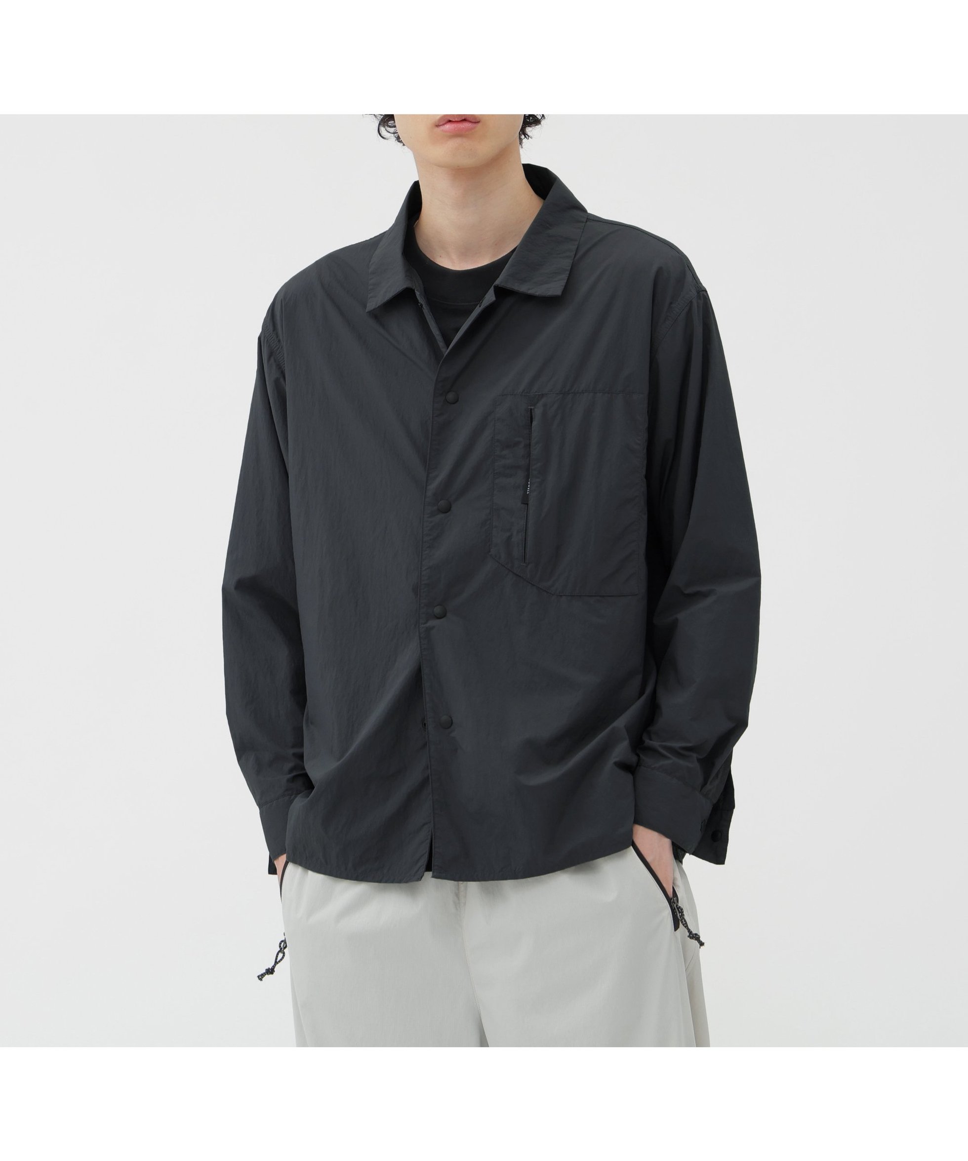 【マーガレット ハウエル/MARGARET HOWELL / MEN】のRECYCLE NYLON LIGHT POPLIN SHIRT インテリア・キッズ・メンズ・レディースファッション・服の通販 founy(ファニー) 　ファッション　Fashion　メンズファッション　Fashion for Men　コレクション　Collection, Seasonal Line　ブルゾン　Blouson, Bomber Jacket　ポケット　Pocket, Pocket Detail　マーガレット　Marguerite, Daisy Pattern　軽量　Lightweight, Ultra Light　CHARCOAL3|ID: prp329100004647599 ipo3291000000033549949