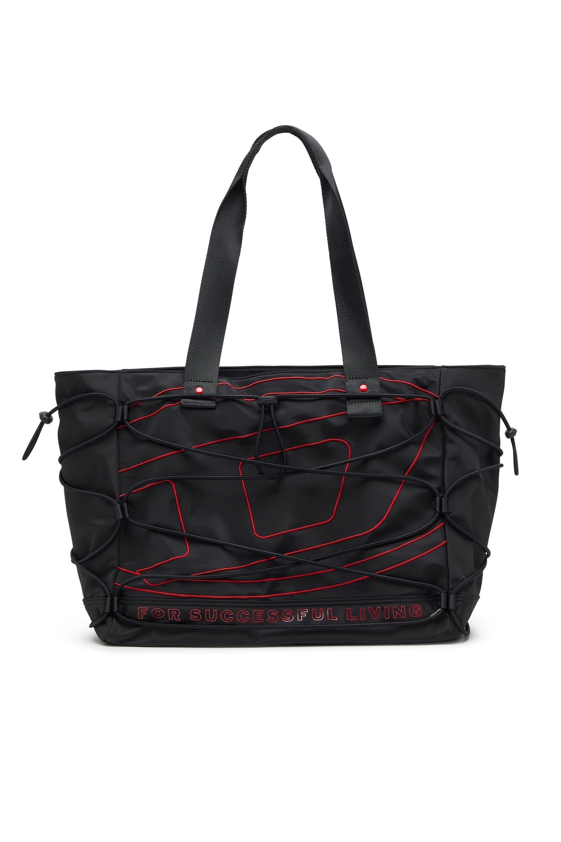 【ディーゼル/DIESEL / MEN】のメンズ トートバッグ M TECH-D TECH-D TOTE M X SHOPPING インテリア・キッズ・メンズ・レディースファッション・服の通販 founy(ファニー) 　ファッション　Fashion　メンズファッション　Fashion for Men　バッグ　Bags　トートバッグ / 通勤・大容量バッグ　Tote Bags　オーバル　Oval Design　スポーティ　Sporty, Casual Athletic　ドローストリング　Drawstring, Pull Cord　フロント　Front, Front Design　ポケット　Pocket, Pocket Detail　メンズ　Men's, Menswear　モダン　Modern, Contemporary　軽量　Lightweight, Ultra Light　ブラック×レッド|ID: prp329100004647601 ipo3291000000033549964