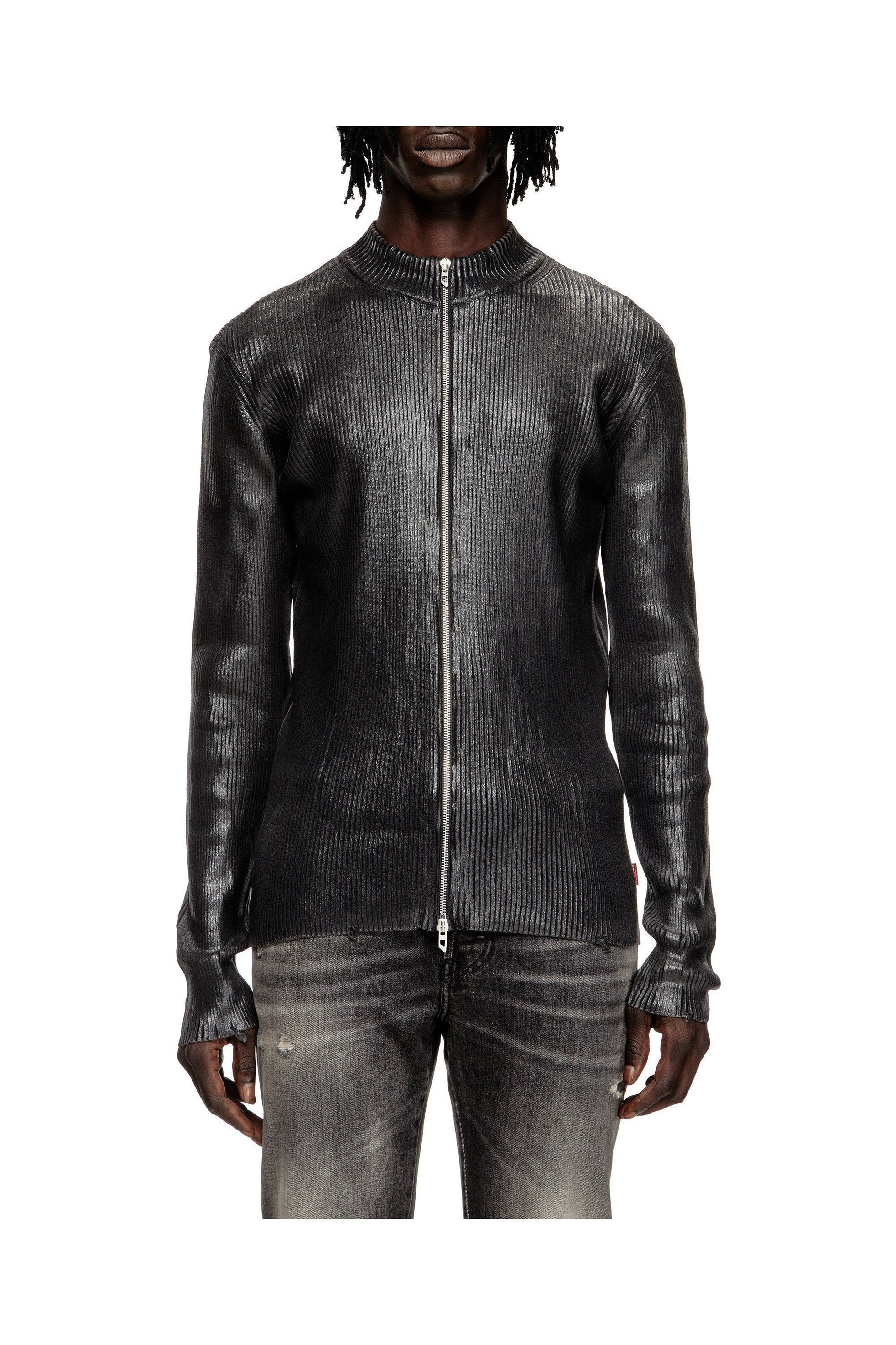 【ディーゼル/DIESEL / MEN】のメンズ ジップカーディガン K-DARGY-D インテリア・キッズ・メンズ・レディースファッション・服の通販 founy(ファニー) 　ファッション　Fashion　メンズファッション　Fashion for Men　グリッター　Glitter, Sparkle　ストレッチ　Stretch, Stretchy Fabric　デニム　Denim, Jeans Material　メンズ　Men's, Menswear　ブラック|ID: prp329100004647622 ipo3291000000033550137