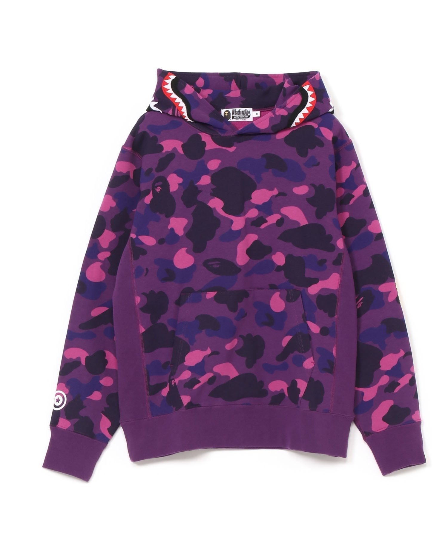 【アベイシングエイプ/A BATHING APE / MEN】のCOLOR CAMO 2ND SHARK PULLOVER HOODIE M インテリア・キッズ・メンズ・レディースファッション・服の通販 founy(ファニー) 　ファッション　Fashion　メンズファッション　Fashion for Men　クラシック　Classic, Timeless Style　スマート　Smart, Elegant　ポケット　Pocket, Pocket Detail　モチーフ　Motif, Design Theme　財布　Wallet, Purse　PURPLE|ID: prp329100004647623 ipo3291000000033550147