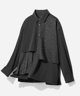 【ハレ/HARE / MEN】のジャガードプリーツフラシシャツ 人気、トレンドファッション・服の通販 founy(ファニー) ファッション Fashion メンズファッション Fashion for Men アシンメトリー Asymmetrical Style バランス Balance, Style Balance フロント Front, Front Design プリーツ Pleats, Pleated ボックス Boxy, Box Shape エレガント 上品 Elegant |ID:prp329100004647635