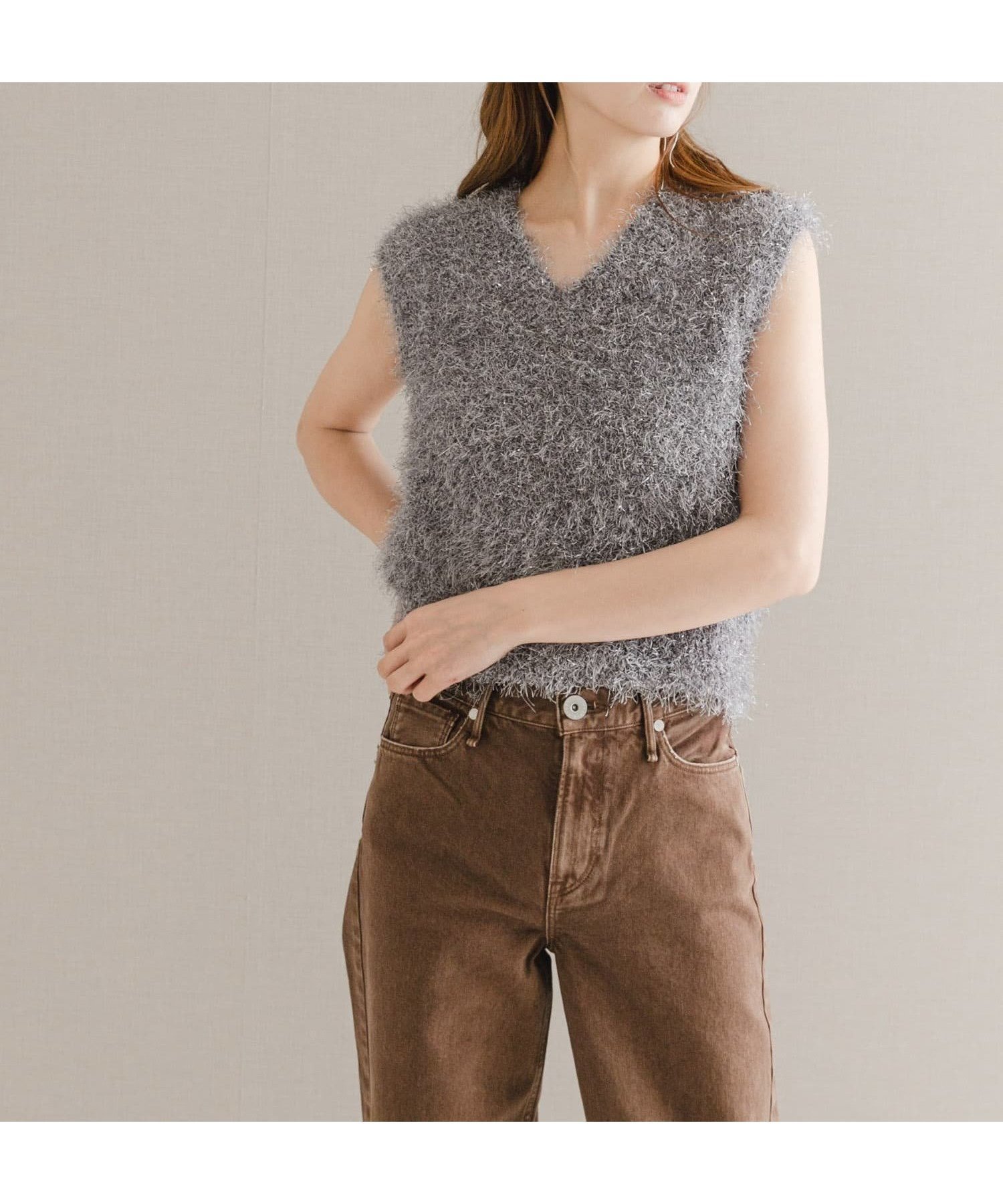 【アーバンリサーチ ロッソ/URBAN RESEARCH ROSSO】のシャギーニットベスト インテリア・キッズ・メンズ・レディースファッション・服の通販 founy(ファニー) 　ファッション　Fashion　レディースファッション　Fashion for Women　アウター　Coat / Outerwear Collection　トップス・カットソー　Cut & Sew Tops　ニット　Knit Tops & Sweaters　ベスト&ジレ / 重ね着スタイル　Vests & Gilets　2025年　2025　2025-2026秋冬・A/W　Autumn/Winter 2025–26 AW25–26　冬　Winter / This Winter　シンプル　Simple, Minimal　ベスト　Vest, Waistcoat　ボトム　Bottoms, Lower Wear　エレガント 上品　Elegant　A/W・秋冬　Autumn/Winter　GRAY|ID: prp329100004647658 ipo3291000000033650263