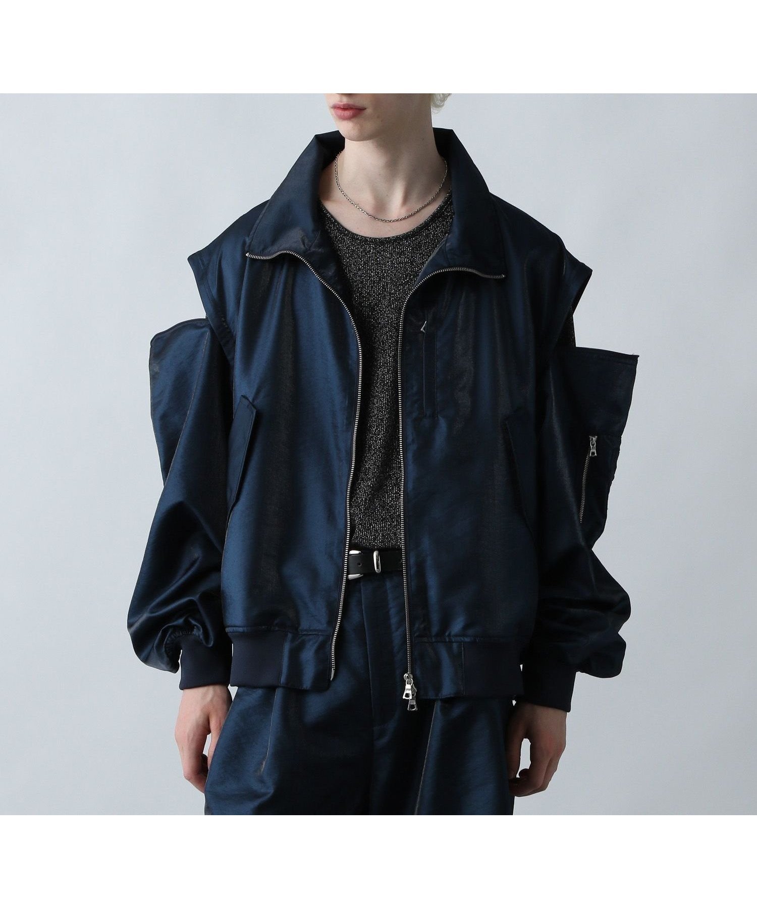 【ハレ/HARE / MEN】の2WAYボリュームMA-1ブルゾン インテリア・キッズ・メンズ・レディースファッション・服の通販 founy(ファニー) 　ファッション　Fashion　メンズファッション　Fashion for Men　スリット　Slit, Slit Detail　セットアップ　Set-Up, Coordinated Outfit　フロント　Front, Front Design　ブルゾン　Blouson, Bomber Jacket　ベスト　Vest, Waistcoat　ポケット　Pocket, Pocket Detail　リラックス　Relax, Relaxed Fit　【セットアップ対応】ブルー88|ID: prp329100004647661 ipo3291000000033550496