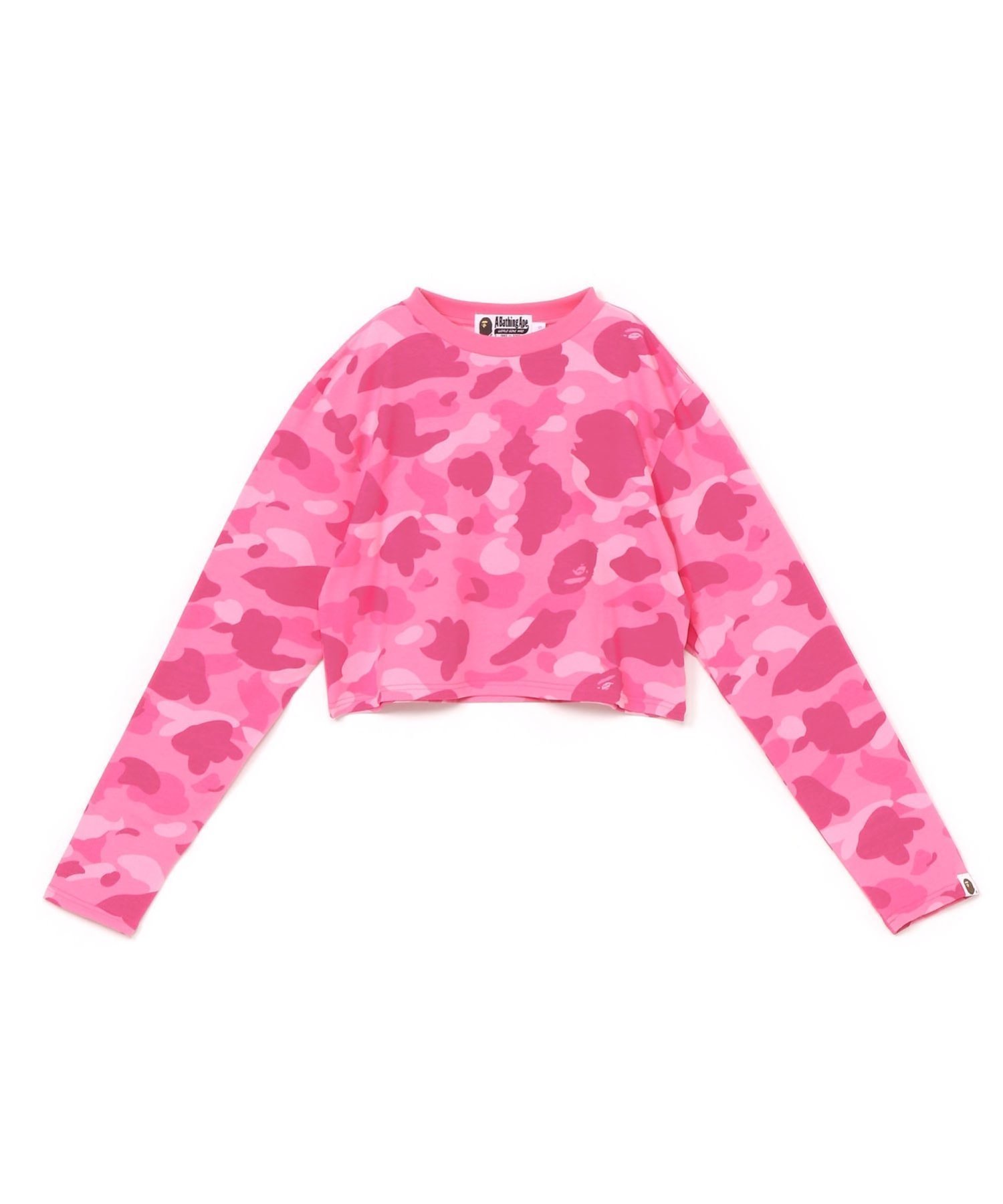 【ア ベイシング エイプ/A BATHING APE】のCOLOR CAMO CROPPED LS TEE L インテリア・キッズ・メンズ・レディースファッション・服の通販 founy(ファニー) 　ファッション　Fashion　レディースファッション　Fashion for Women　クロップド　Cropped, Short Length　スリーブ　Sleeve, Long Sleeve / Short Sleeve　プリント　Print, Printed Pattern　ロング　Long, Long-Length　PINK|ID: prp329100004647679 ipo3291000000033550723
