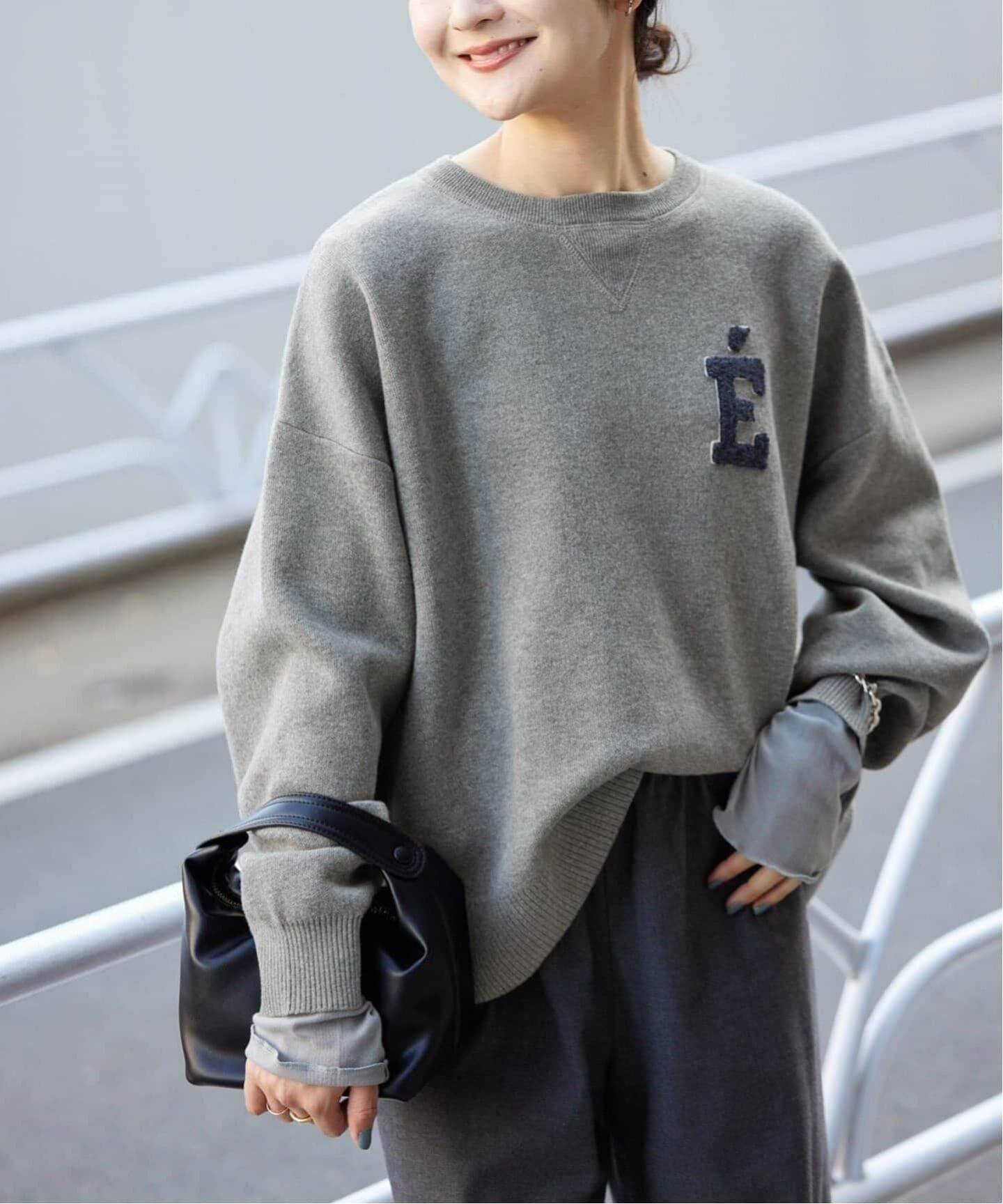 【スローブ イエナ/SLOBE IENA】の《WEB限定カラー有り/追加 》サガラ刺繍スウェットライクニット インテリア・キッズ・メンズ・レディースファッション・服の通販 founy(ファニー) 　ファッション　Fashion　レディースファッション　Fashion for Women　トップス・カットソー　Cut & Sew Tops　ニット　Knit Tops & Sweaters　レディースパーカー・カジュアルフーディー　Casual Hoodies & Sweatshirts　スウェット・クルーネックトップス　Sweatshirts & Crewnecks / Relaxed Fit Sweat Tops　2025年　2025　2025-2026秋冬・A/W　Autumn/Winter 2025–26 AW25–26　グレー|ID: prp329100004647681 ipo3291000000033642134