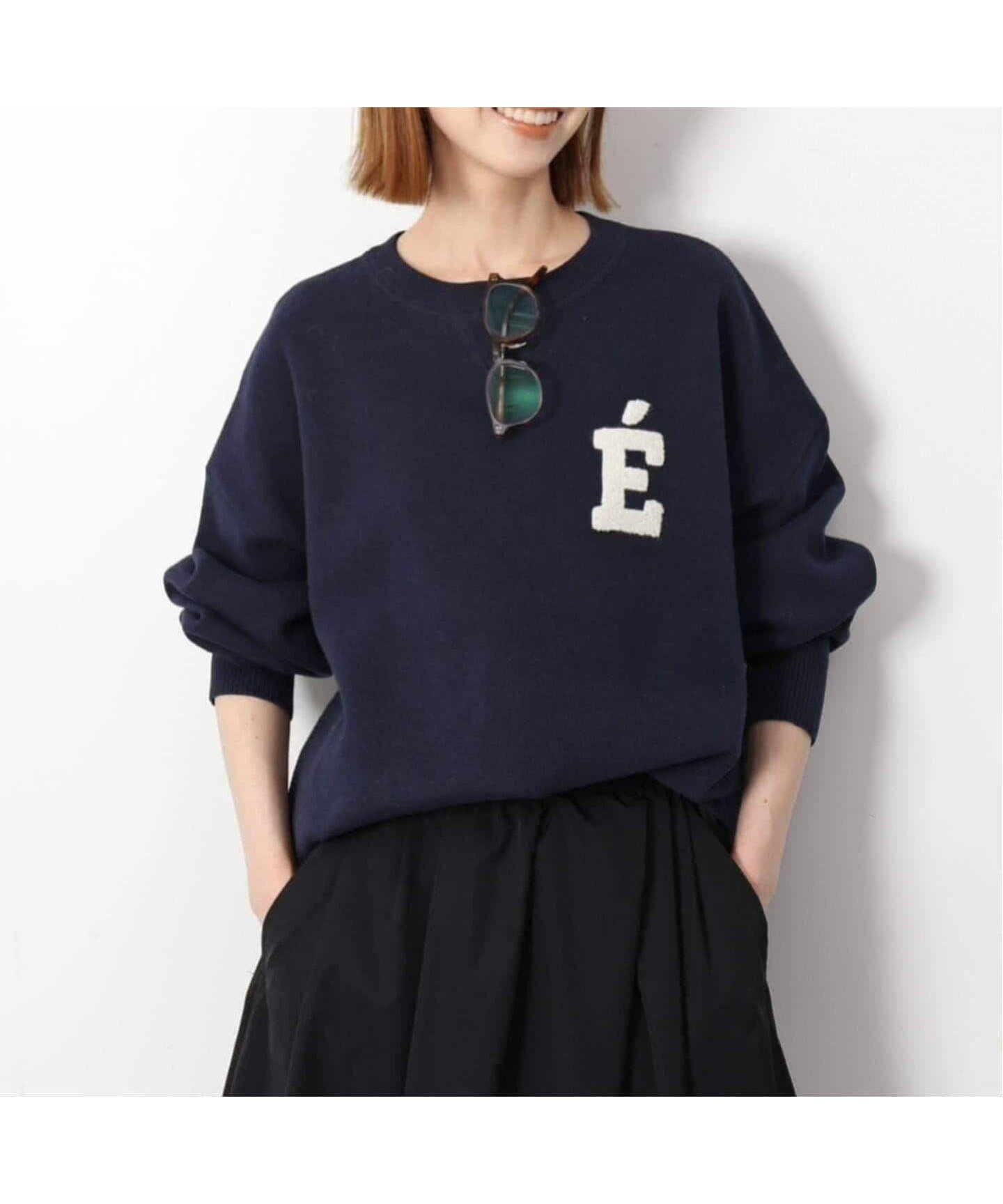 【スローブ イエナ/SLOBE IENA】の《WEB限定カラー有り/追加 》サガラ刺繍スウェットライクニット インテリア・キッズ・メンズ・レディースファッション・服の通販 founy(ファニー) 　ファッション　Fashion　レディースファッション　Fashion for Women　トップス・カットソー　Cut & Sew Tops　ニット　Knit Tops & Sweaters　レディースパーカー・カジュアルフーディー　Casual Hoodies & Sweatshirts　スウェット・クルーネックトップス　Sweatshirts & Crewnecks / Relaxed Fit Sweat Tops　2025年　2025　2025-2026秋冬・A/W　Autumn/Winter 2025–26 AW25–26　ネイビー|ID: prp329100004647681 ipo3291000000033642136
