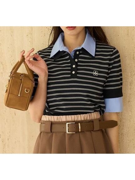 【スナイデル/SNIDEL】のシャツドッキングニットポロ インテリア・キッズ・メンズ・レディースファッション・服の通販 founy(ファニー) 　ファッション　Fashion　レディースファッション　Fashion for Women　トップス・カットソー　Cut & Sew Tops　ニット　Knit Tops & Sweaters　シャツ・ブラウス・オフィスカジュアル　Elegant Blouses & Button-Ups　ウェーブ　Wavy Pattern　今季　This Season, Current Season　ストライプ　Stripe, Striped Pattern　ストレート　Straight, Straight Cut　チェック　Check, Plaid, Tartan　トレンド　Trend, Trending Now　ドッキング　Docking, Mixed Material　ポロシャツ　Polo Shirt, Collared Tee　無地　Plain, Solid Color　おすすめ　Recommended / Our Picks　NVY[089]|ID: prp329100004647693 ipo3291000000033550893