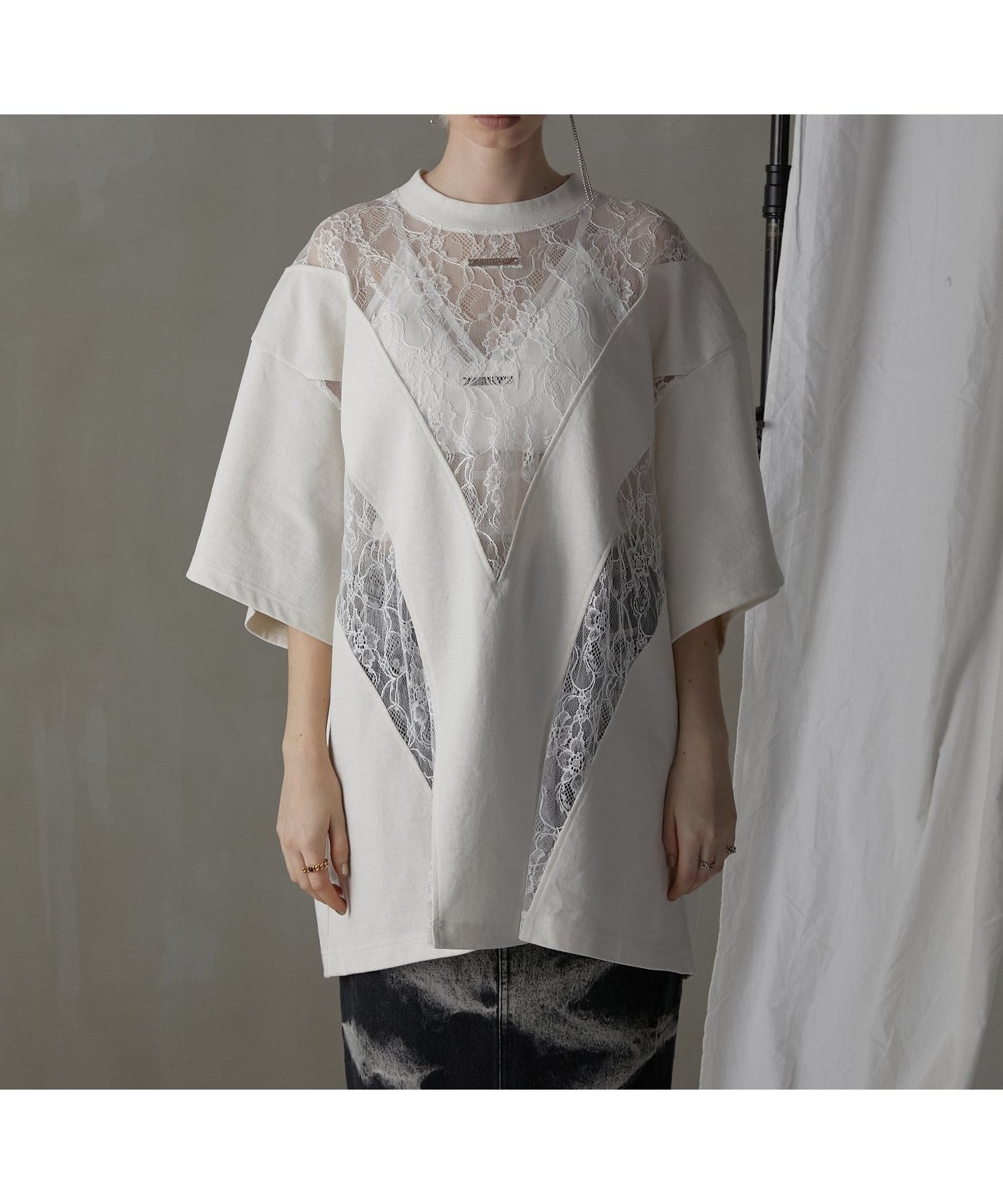 【プランク プロジェクト/PRANK PROJECT】のピグメントレーストップ / Pigment Lace Top インテリア・キッズ・メンズ・レディースファッション・服の通販 founy(ファニー) 　ファッション　Fashion　レディースファッション　Fashion for Women　ワンピース　Dresses　おすすめ　Recommended / Our Picks　ストレート　Straight, Straight Cut　ドッキング　Docking, Mixed Material　レース　Lace, Lace Fabric　WHT|ID: prp329100004647706 ipo3291000000033551030