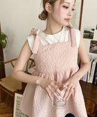 【モーメントプラス/moment+ / MEN】のエンボスふくれフラワージャガード肩リボンペプラムビスチェ ピンク|ID: prp329100004647859 ipo3291000000033553428