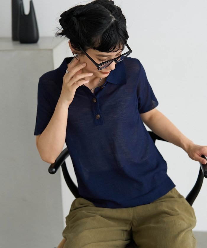 【フリークスストア/FREAK'S STORE】のマルチボーダー シアーポロニット インテリア・キッズ・メンズ・レディースファッション・服の通販 founy(ファニー) 　ファッション　Fashion　レディースファッション　Fashion for Women　トップス・カットソー　Cut & Sew Tops　ニット　Knit Tops & Sweaters　2025年　2025　2025春夏・S/S　Spring/Summer 2025 SS25　コンパクト　Compact, Small Size　トレンド　Trend, Trending Now　ボーダー　Border, Stripe　ワイド　Wide, Wide Fit　夏　Summer　S/S・春夏　SS, Spring/Summer, Warm Season　無地　Plain, Solid Color　ネイビー|ID: prp329100004647907 ipo3291000000033554662