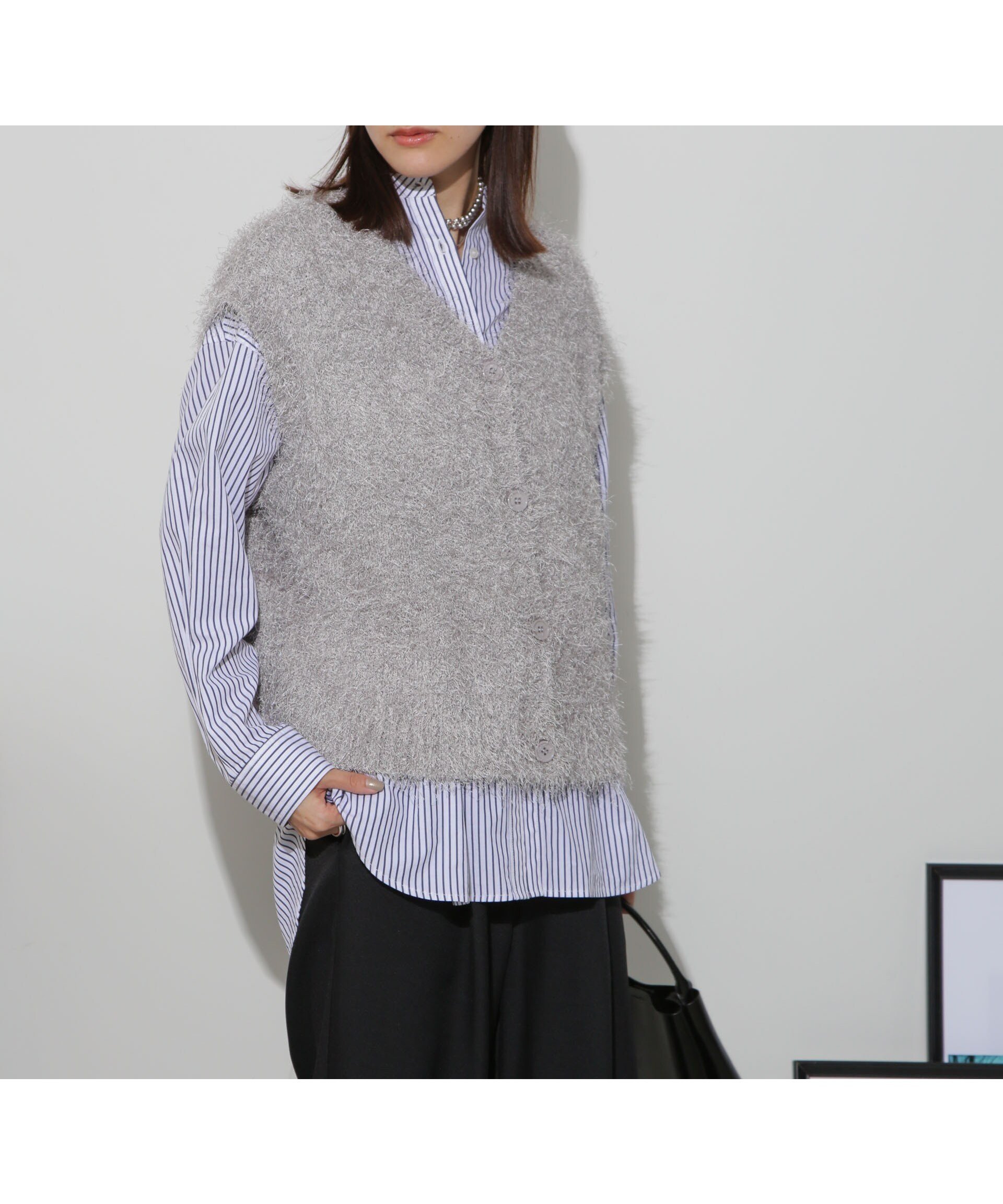 【ナノ ユニバース/nano universe】の前後2wayフェザーヤーンニットベスト インテリア・キッズ・メンズ・レディースファッション・服の通販 founy(ファニー) 　ファッション　Fashion　レディースファッション　Fashion for Women　アウター　Coat / Outerwear Collection　トップス・カットソー　Cut & Sew Tops　ニット　Knit Tops & Sweaters　ベスト&ジレ / 重ね着スタイル　Vests & Gilets　ウォッシャブル　Machine Washable　シンプル　Simple, Minimal　フェザー　Feather, Feather Detail　ベスト　Vest, Waistcoat　グレー|ID: prp329100004647911 ipo3291000000033554821