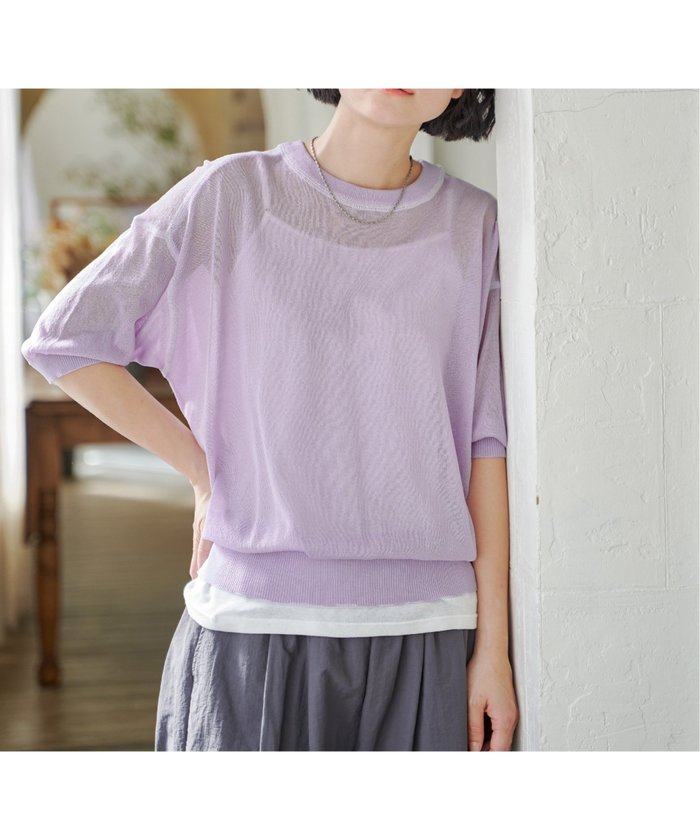 【エルビーシー/LBC】のシアー配色ステッチプルオーバー インテリア・キッズ・メンズ・レディースファッション・服の通販 founy(ファニー) https://founy.com/ ファッション Fashion レディースファッション Fashion for Women トップス・カットソー Cut & Sew Tops カジュアルプルオーバー・ニットトップス Pullovers & Knit Tops / Casual Pullovers シアー Sheer, See-Through ショルダー Shoulder, Shoulder Strap ドロップ Drop Shoulder, Dropped Style ベーシック Basic, Essential リラックス Relax, Relaxed Fit |ID: prp329100004647940 ipo3291000000033555214