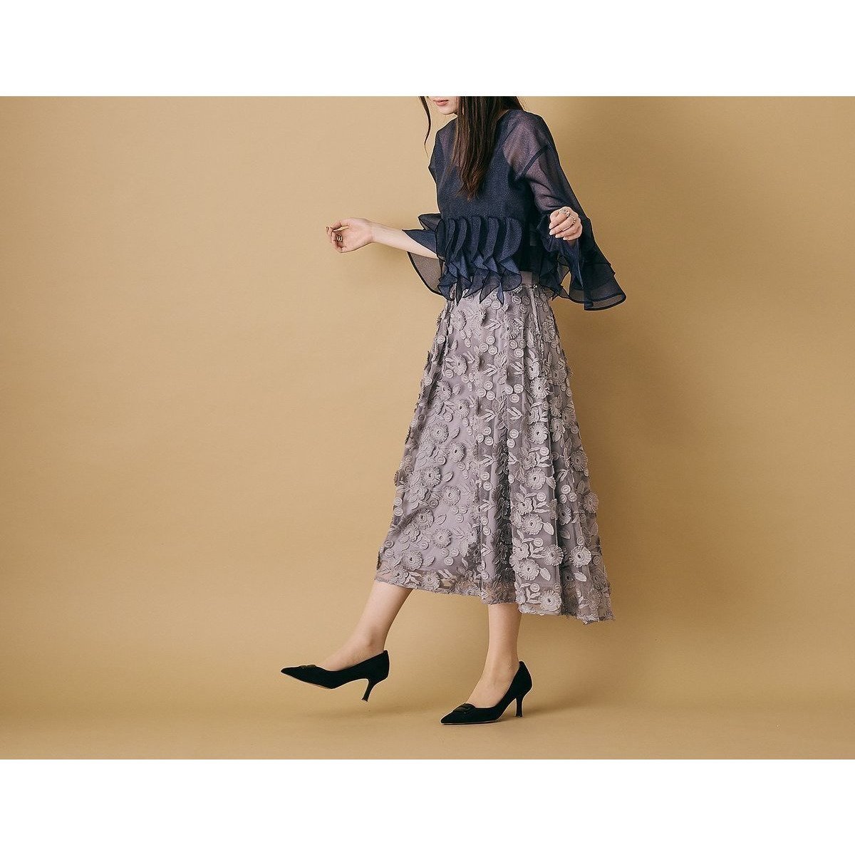 【ローズティアラ/Rose Tiara】のチュールレーススカート インテリア・キッズ・メンズ・レディースファッション・服の通販 founy(ファニー) 　ファッション　Fashion　レディースファッション　Fashion for Women　スカート　Skirts　スタンダード　Standard, Basic　スマート　Smart, Elegant　フェミニン　Feminine, Girly　プリント　Print, Printed Pattern　ポケット　Pocket, Pocket Detail　グレー|ID: prp329100004647941 ipo3291000000033555228