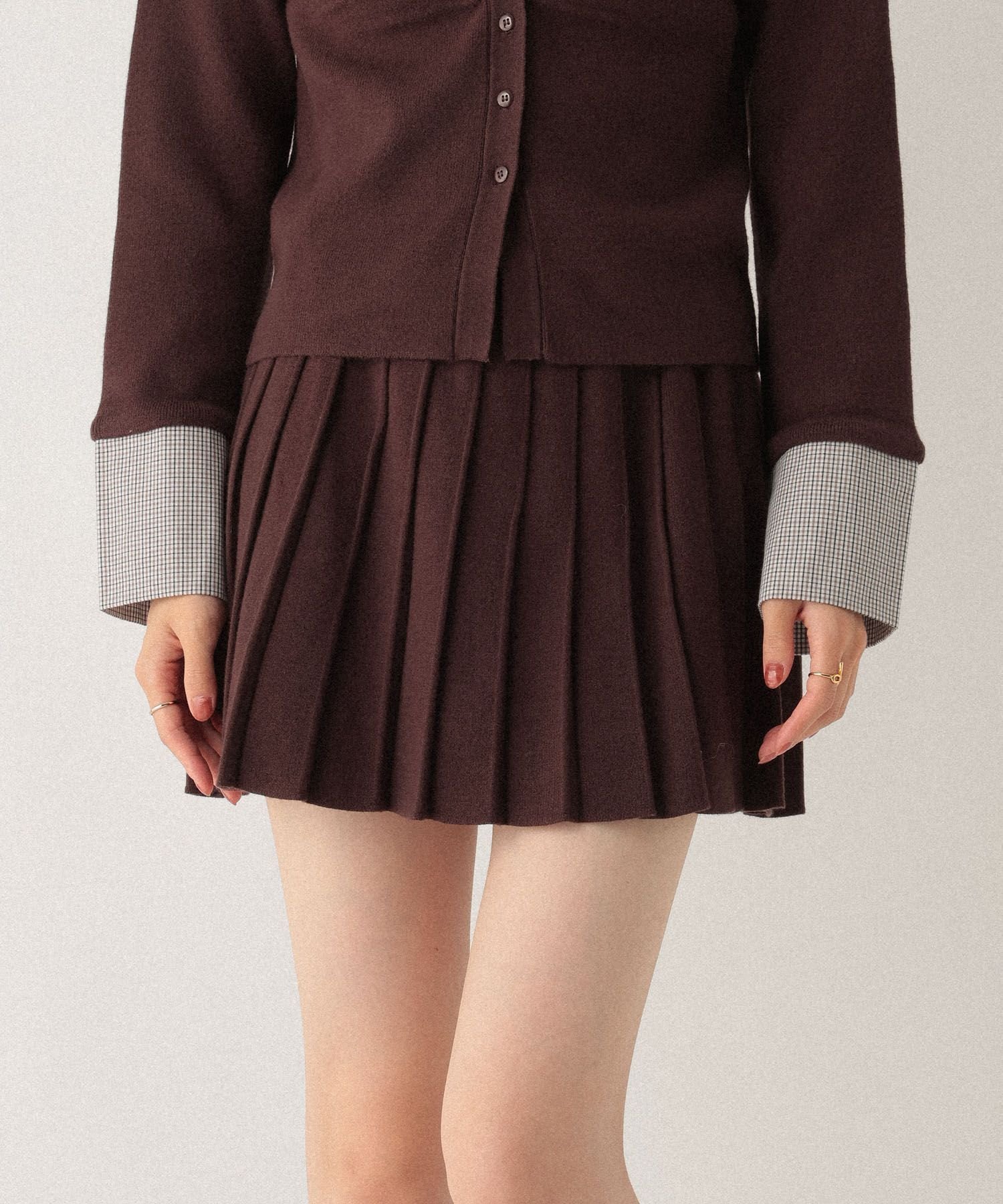 【ヘザー/Heather】のニットプリーツミニスカート インテリア・キッズ・メンズ・レディースファッション・服の通販 founy(ファニー) 　ファッション　Fashion　レディースファッション　Fashion for Women　スカート　Skirts　ミニスカート　Mini Skirts　セットアップ　Set-Up, Coordinated Outfit　ドッキング　Docking, Mixed Material　プリーツ　Pleats, Pleated　ミニスカート　Mini Skirt, Short Skirt　A/W・秋冬　Autumn/Winter　ブラウン|ID: prp329100004647954 ipo3291000000033555372