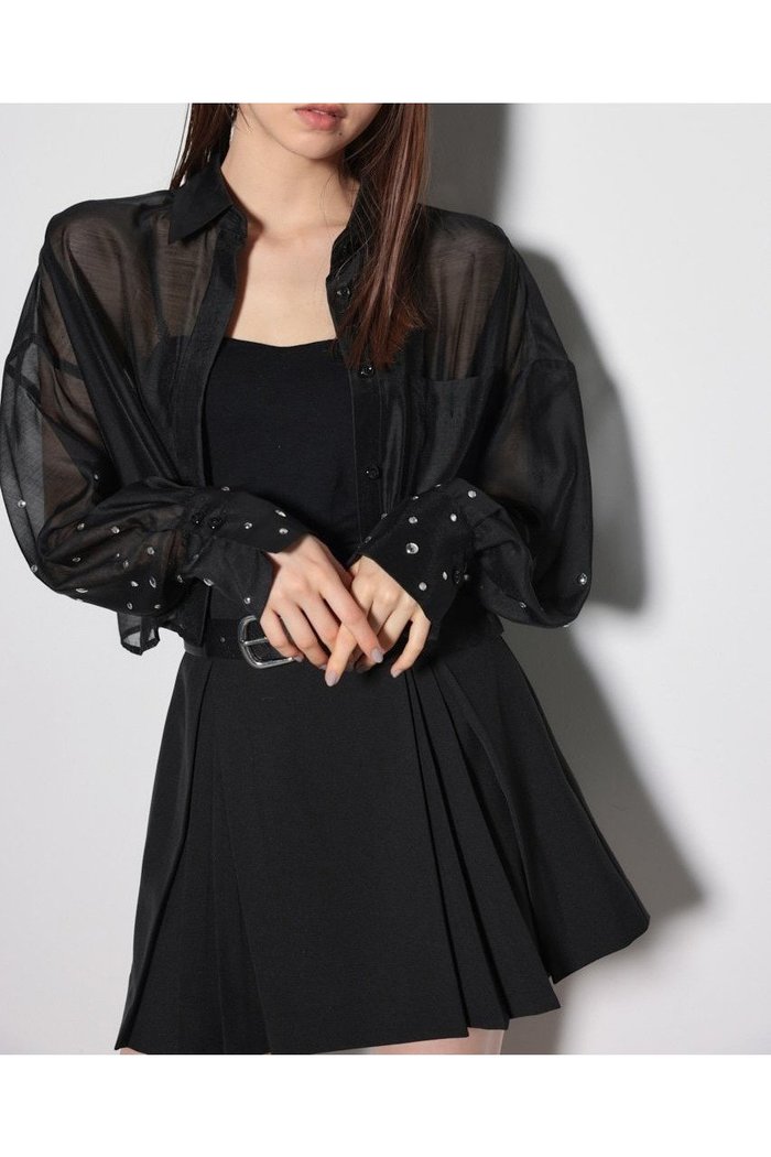 【リエンダ/rienda】のビジュースリーヴシアーシャツ インテリア・キッズ・メンズ・レディースファッション・服の通販 founy(ファニー) https://founy.com/ ファッション Fashion レディースファッション Fashion for Women トップス・カットソー Cut & Sew Tops シャツ・ブラウス・オフィスカジュアル Elegant Blouses & Button-Ups オーガンジー Organza Fabric ショート Short, Short Length フィット Fit, Slim Fit 長袖 Long Sleeve, Full Sleeve |ID: prp329100004647968 ipo3291000000033555482