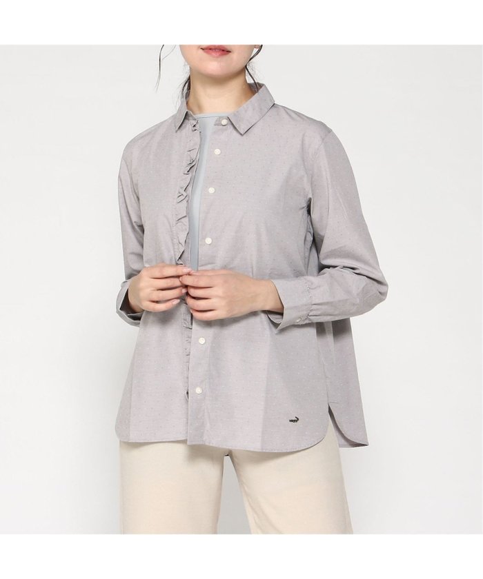 【クロコダイル/CROCODILE】のドット フリルデザイン ブラウス インテリア・キッズ・メンズ・レディースファッション・服の通販 founy(ファニー) https://founy.com/ ファッション Fashion レディースファッション Fashion for Women トップス・カットソー Cut & Sew Tops シャツ・ブラウス・オフィスカジュアル Elegant Blouses & Button-Ups シンプル Simple, Minimal ドット Polka Dot, Dot Pattern フリル Frill, Ruffle ボトム Bottoms, Lower Wear |ID: prp329100004647974 ipo3291000000033555523