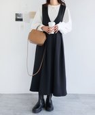 【アンドミー/andme】のきれいめ ツイル Vネック フレア ワンピース ブラック|ID: prp329100004647978 ipo3291000000033555592