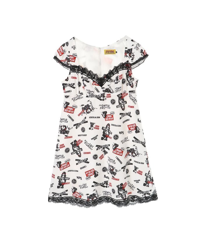 【ヒステリックグラマー/HYSTERIC GLAMOUR】のROCK HAPPENING柄 ワンピース インテリア・キッズ・メンズ・レディースファッション・服の通販 founy(ファニー) https://founy.com/ ファッション Fashion レディースファッション Fashion for Women ワンピース Dresses おすすめ Recommended / Our Picks キャップ Cap, Baseball Cap ギャザー Gathered, Ruffled スリーブ Sleeve, Long Sleeve / Short Sleeve フェミニン Feminine, Girly レース Lace, Lace Fabric |ID: prp329100004647992 ipo3291000000033555725