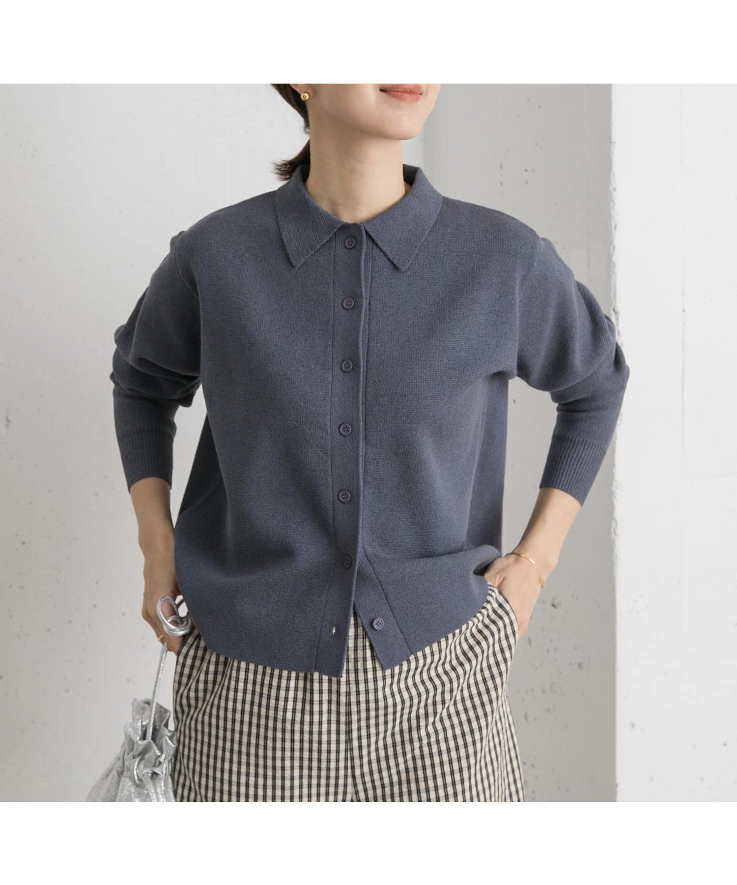 【アーバンリサーチ ドアーズ/URBAN RESEARCH DOORS】の衿付ニットカーディガン インテリア・キッズ・メンズ・レディースファッション・服の通販 founy(ファニー) 　ファッション　Fashion　レディースファッション　Fashion for Women　トップス・カットソー　Cut & Sew Tops　ニット　Knit Tops & Sweaters　カーディガン・羽織り　Layered Style Cardigans　2025年　2025　2025春夏・S/S　Spring/Summer 2025 SS25　カーディガン　Cardigan, Knitwear　コンパクト　Compact, Small Size　トレンド　Trend, Trending Now　夏　Summer　S/S・春夏　SS, Spring/Summer, Warm Season　BLUE|ID: prp329100004647993 ipo3291000000033555730