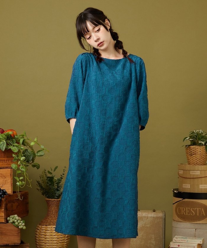 【ホコモモラ/Jocomomola】のFloracion フラワージャカードワンピース インテリア・キッズ・メンズ・レディースファッション・服の通販 founy(ファニー) https://founy.com/ ファッション Fashion レディースファッション Fashion for Women ワンピース Dresses インナー Innerwear 春 Spring 秋 Autumn カーディガン Cardigan, Knitwear シンプル Simple, Minimal ジャカード／ジャガード Jacquard, Woven Pattern ジャケット Jacket, Outerwear ポケット Pocket, Pocket Detail 無地 Plain, Solid Color 冬 Winter / This Winter おすすめ Recommended / Our Picks 夏 Summer エレガント 上品 Elegant |ID: prp329100004647994 ipo3291000000033555736