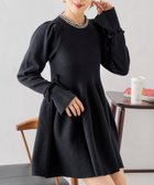 【パルグループ/PAL GROUP】の【Chico】ビジュー付きパフスリーブニットワンピース ブラック|ID: prp329100004647997 ipo3291000000033555771