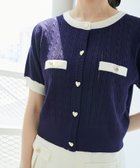 【マジェスティック レゴン/MAJESTIC LEGON】のバイカラーケーブルニットカーデ ネイビー|ID: prp329100004647999 ipo3291000000033555780