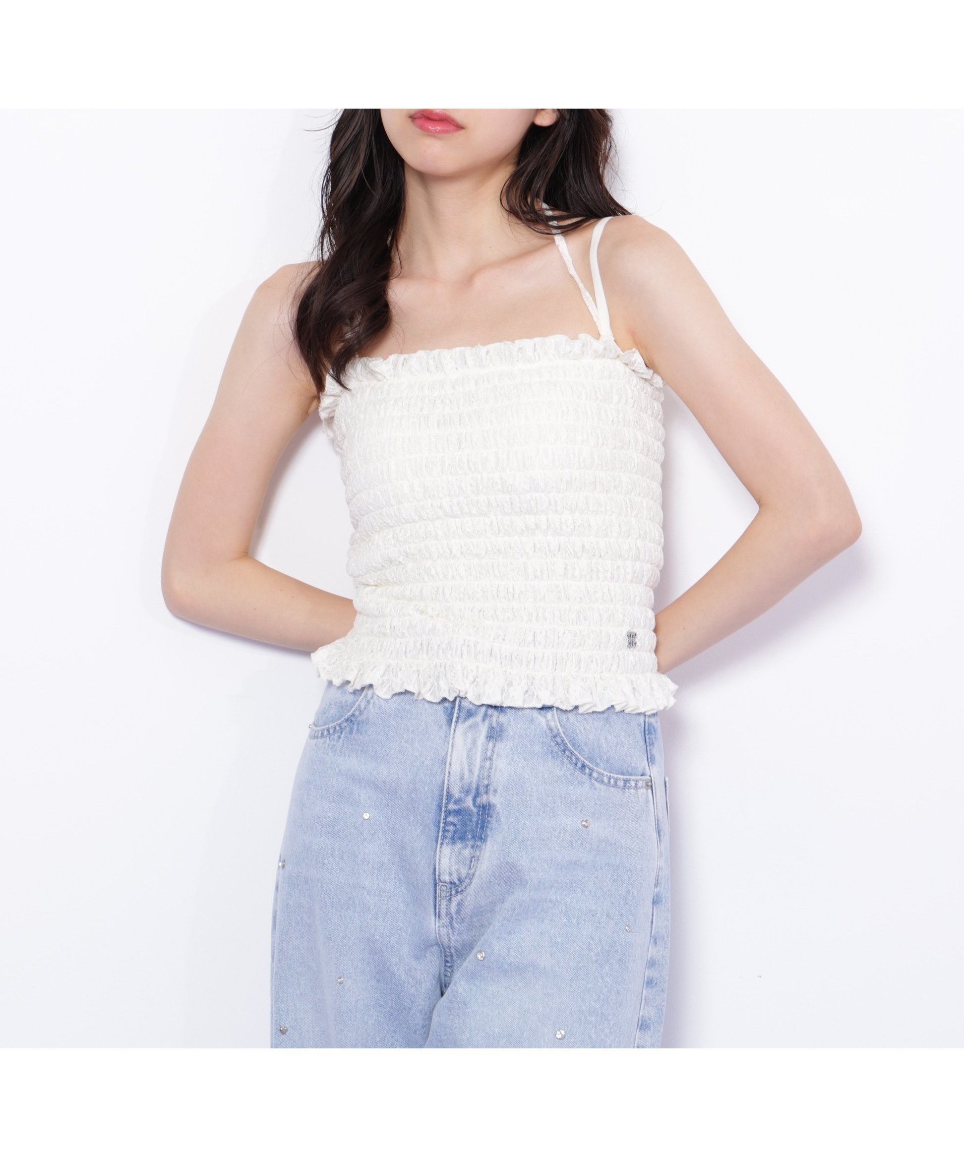 【ジルバイジルスチュアート/JILL by JILLSTUART】のシャーリングキャミソール インテリア・キッズ・メンズ・レディースファッション・服の通販 founy(ファニー) 　ファッション　Fashion　レディースファッション　Fashion for Women　トップス・カットソー　Cut & Sew Tops　キャミソール&ノースリーブ　Camisoles & Sleeveless Tops　おすすめ　Recommended / Our Picks　インナー　Innerwear　カットソー　Cut and Sewn Top　キャミソール　Camisole, Spaghetti Strap Top　シャーリング　Shirring, Ruched　ノースリーブ　Sleeveless, No-Sleeve　フィット　Fit, Slim Fit　レース　Lace, Lace Fabric　エクリュレース1|ID: prp329100004648000 ipo3291000000033555786