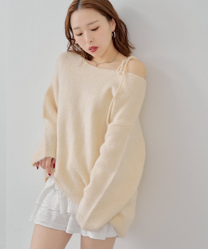 【パルグループ/PAL GROUP】の【Chico】肩紐リボンルーズシャギーニットワンピース インテリア・キッズ・メンズ・レディースファッション・服の通販 founy(ファニー) https://founy.com/ ファッション Fashion レディースファッション Fashion for Women ワンピース Dresses ニットワンピース Knit Dresses おすすめ Recommended / Our Picks タートルネック Turtleneck, High Neck ワンショル One Shoulder, Asymmetrical |ID: prp329100004648001 ipo3291000000033555783