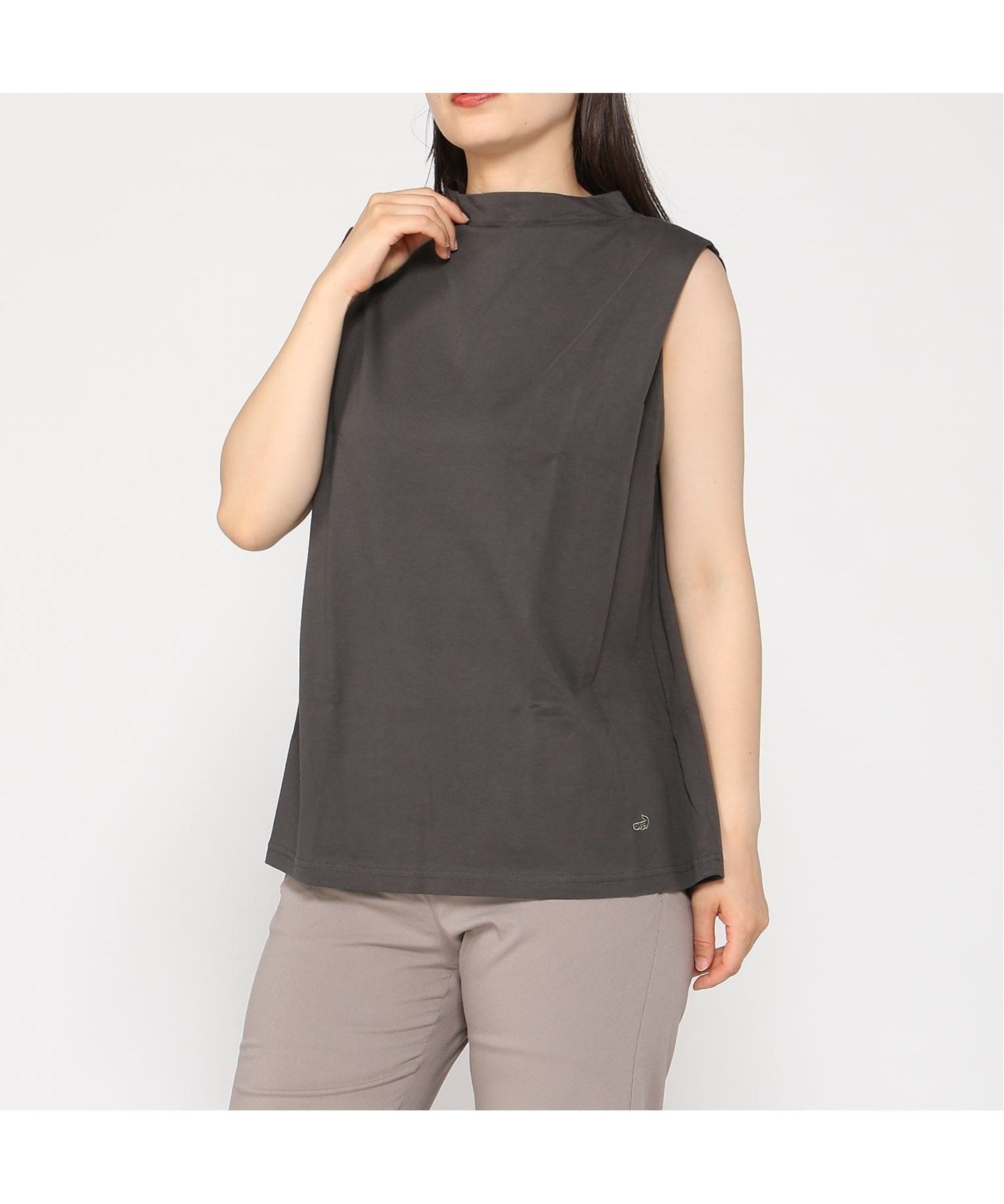 【クロコダイル/CROCODILE】のCROCODILE/コットン タックデザインタンクトップ インテリア・キッズ・メンズ・レディースファッション・服の通販 founy(ファニー) 　ファッション　Fashion　レディースファッション　Fashion for Women　リラックス　Relax, Relaxed Fit　夏　Summer　チャコール|ID: prp329100004648003 ipo3291000000033555795