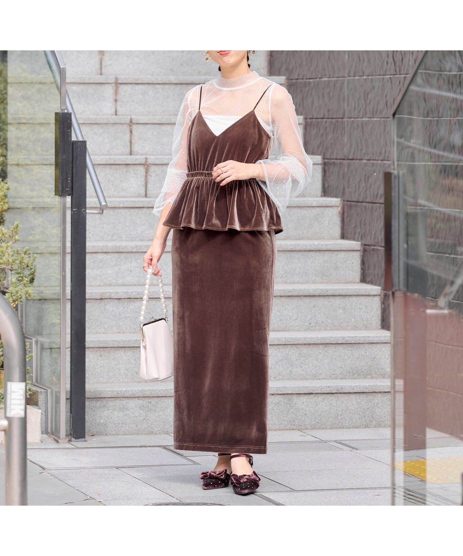 【パルグループ/PAL GROUP】の【Chico】ペプラムワンピースラメトップスセット 人気、トレンドファッション・服の通販 founy(ファニー) 　ファッション　Fashion　レディースファッション　Fashion for Women　ワンピース　Dresses　キャミワンピース　Cami Dress, Slip Dress　ベロア　Velour, Soft Velvet　 other-1|ID: prp329100004648005 ipo3291000000033555807