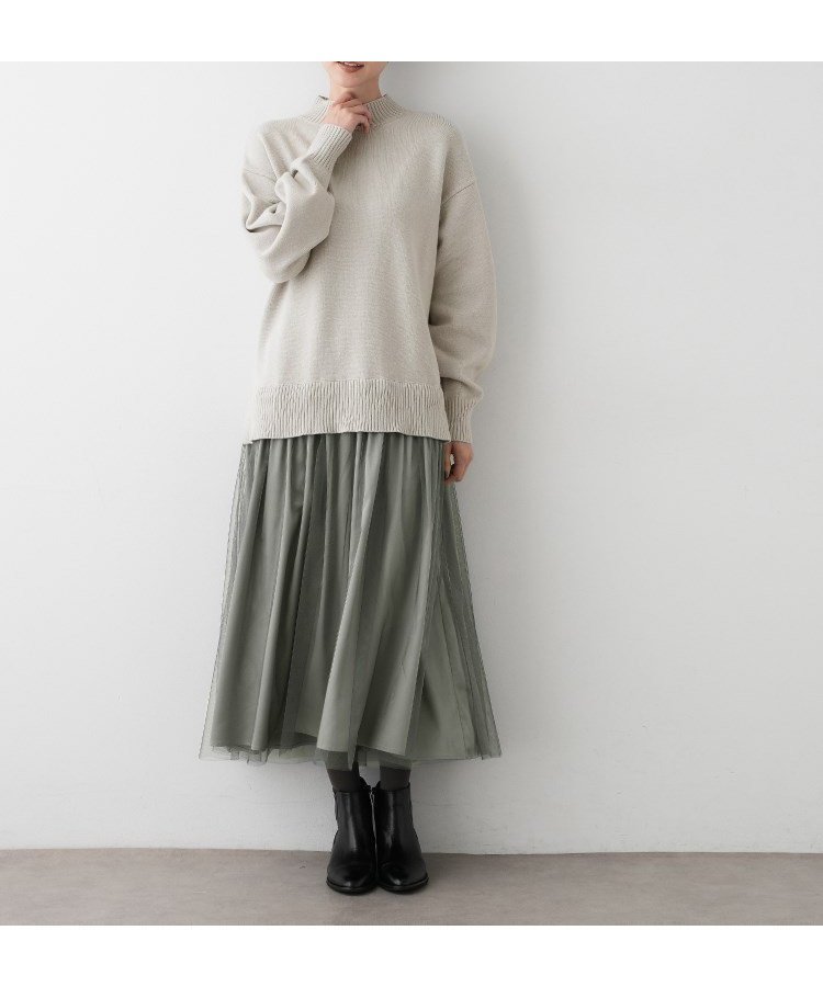 【デッサン/Dessin】の【ウエストゴム/洗える】ニットチュールドッキングワンピース 人気、トレンドファッション・服の通販 founy(ファニー) 　ファッション　Fashion　レディースファッション　Fashion for Women　ワンピース　Dresses　アクリル　Acrylic Material　ギャザー　Gathered, Ruffled　サテン　Satin, Glossy Fabric　ストレッチ　Stretch, Stretchy Fabric　チュール　Tulip, Tulip Motif　ポケット　Pocket, Pocket Detail　ミドル　Middle Length, Mid Height　楽ちん　Easy Fit, Comfortable　洗える　Machine Washable　 other-1|ID: prp329100004648025 ipo3291000000033555967
