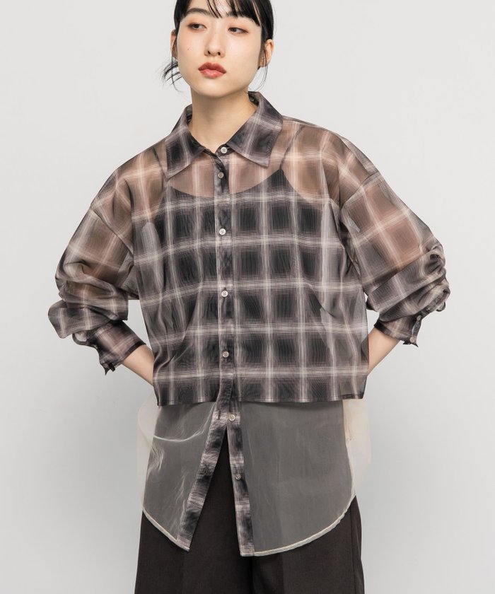 【ケービーエフ/KBF / URBAN RESEARCH】のチュールレイヤードシャツ インテリア・キッズ・メンズ・レディースファッション・服の通販 founy(ファニー) https://founy.com/ ファッション Fashion レディースファッション Fashion for Women トップス・カットソー Cut & Sew Tops シャツ・ブラウス・オフィスカジュアル Elegant Blouses & Button-Ups 2025年 2025 2025-2026秋冬・A/W Autumn/Winter 2025–26 AW25–26 冬 Winter / This Winter スリット Slit, Slit Detail チェック Check, Plaid, Tartan チュール Tulip, Tulip Motif リボン Ribbon, Bow 今季 This Season, Current Season 無地 Plain, Solid Color A/W・秋冬 Autumn/Winter |ID: prp329100004648032 ipo3291000000033897563