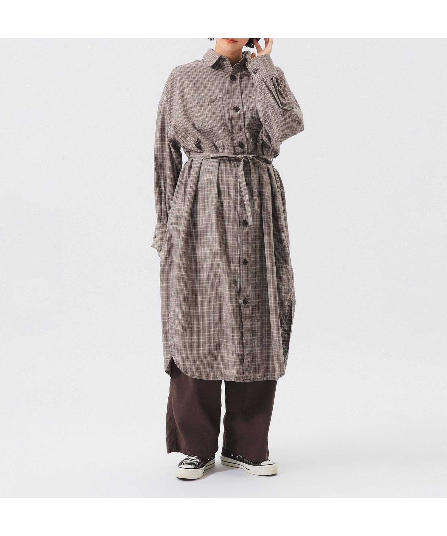 【ビームス ウイメン/BEAMS】のワーク チェック ワンピース インテリア・キッズ・メンズ・レディースファッション・服の通販 founy(ファニー) 　ファッション　Fashion　レディースファッション　Fashion for Women　ワンピース　Dresses　ヴィンテージ　Vintage Style　カフス　Cuff Design　チェック　Check, Plaid, Tartan　デニム　Denim, Jeans Material　フィット　Fit, Slim Fit　ポケット　Pocket, Pocket Detail　リラックス　Relax, Relaxed Fit　ワーク　Workwear, Utility Style　おすすめ　Recommended / Our Picks　LT.BROWN|ID: prp329100004648049 ipo3291000000033556119