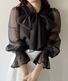【ジュノア/JUNOAH】のmipiarl シアーキャンディースリーブボウタイブラウス ブラック|ID: prp329100004648054 ipo3291000000033556181